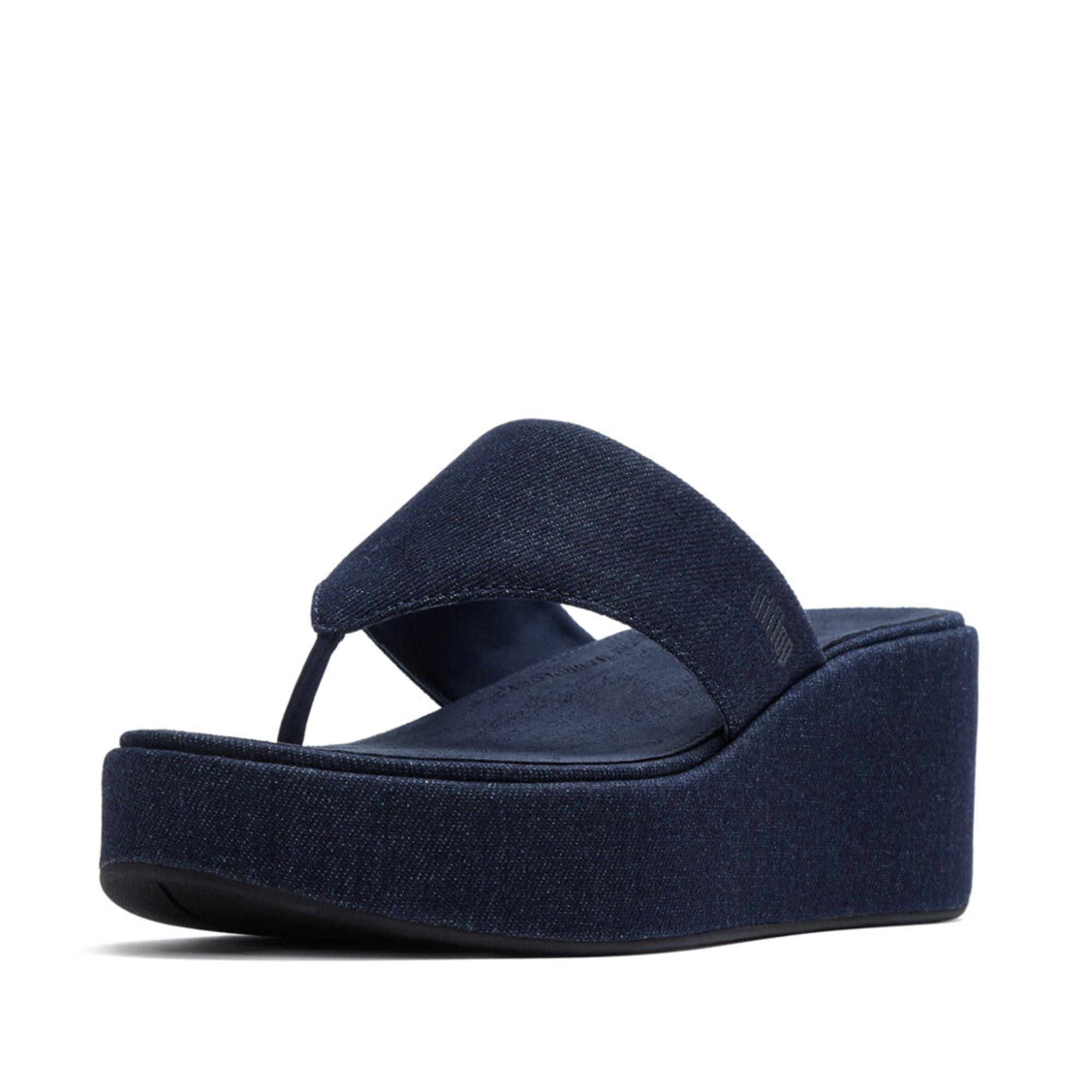 Product image 6 of 8 of FitFlop Women's PLATFFORMS Denim Wedge Toe-Post Sandals - Dark Denim