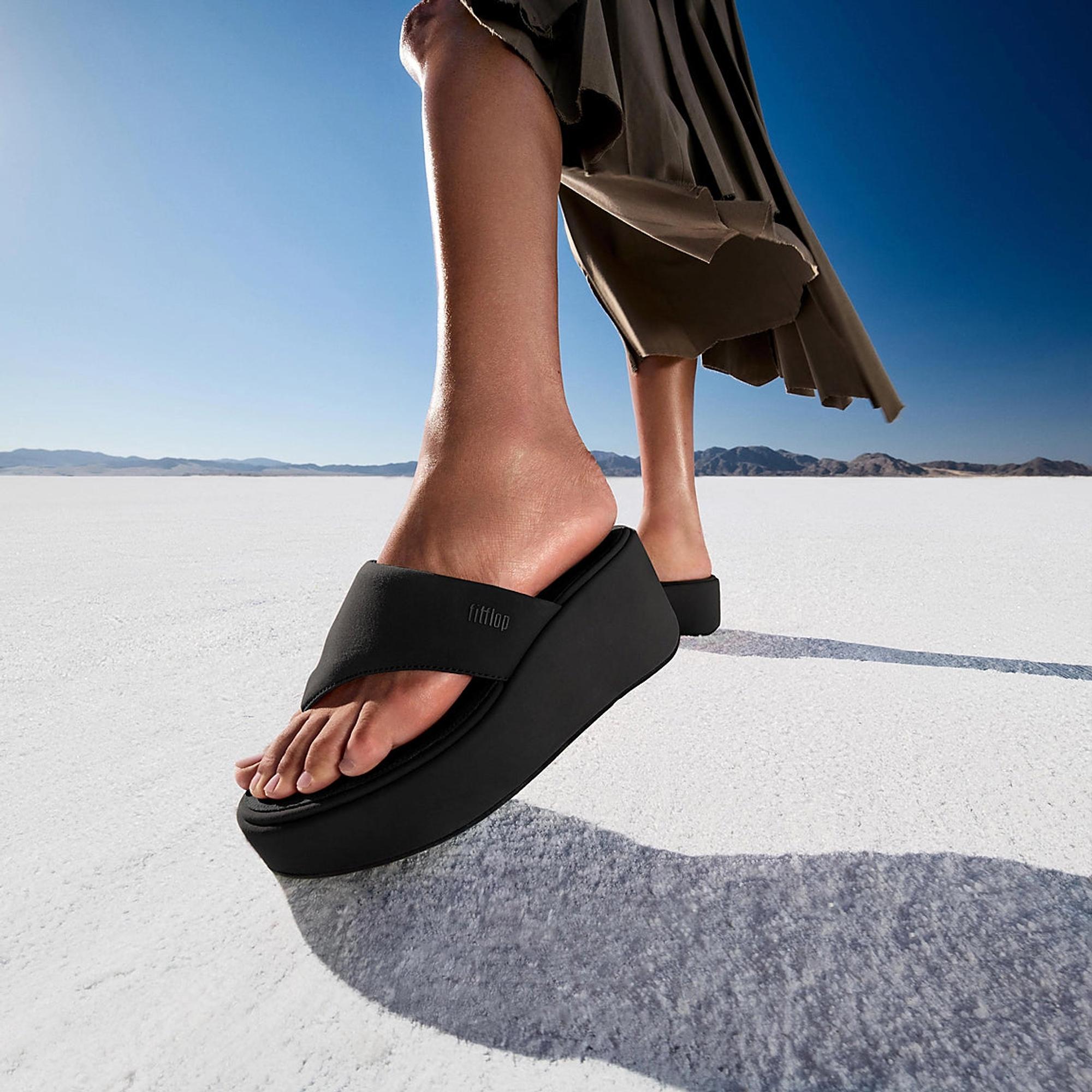 Product image 2 of 5 of FitFlop Women's PLATFFORMS Wedge Toe-Post Sandals - Black
