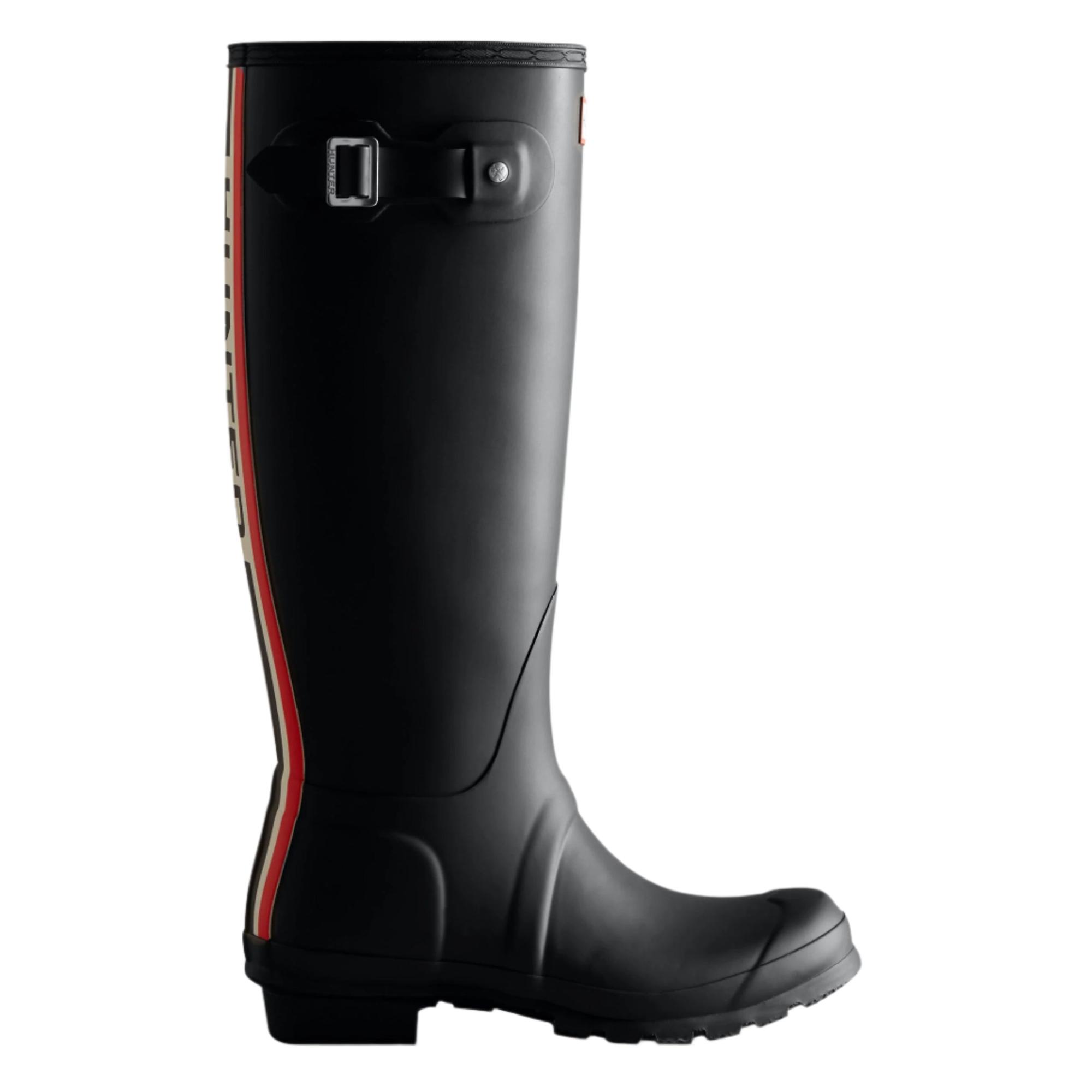 Product image 1 of 4 of Hunter Women's Tri-colour Logo Backstrap Tall Wellington Boots - Black