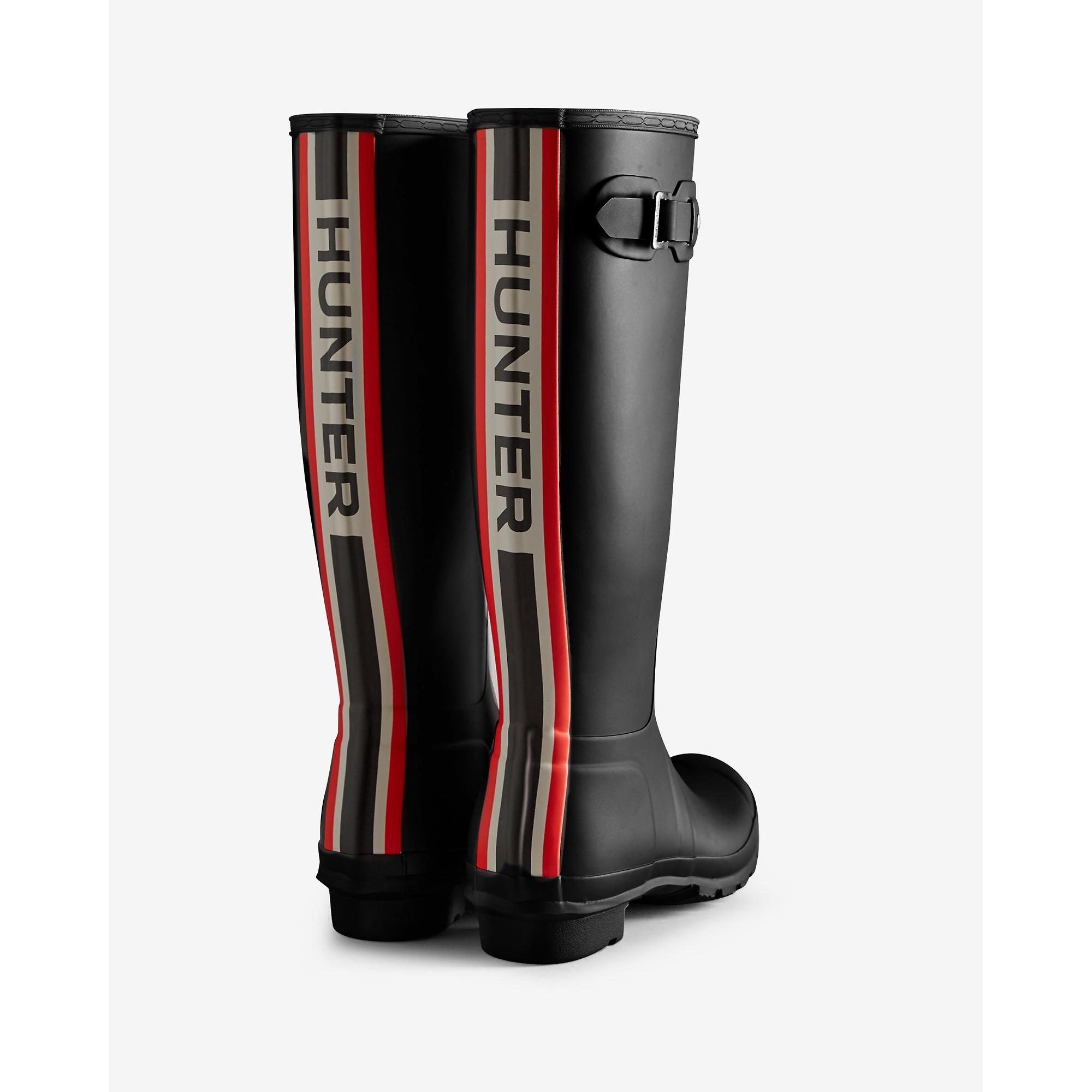 Product image 2 of 4 of Hunter Women's Tri-colour Logo Backstrap Tall Wellington Boots - Black