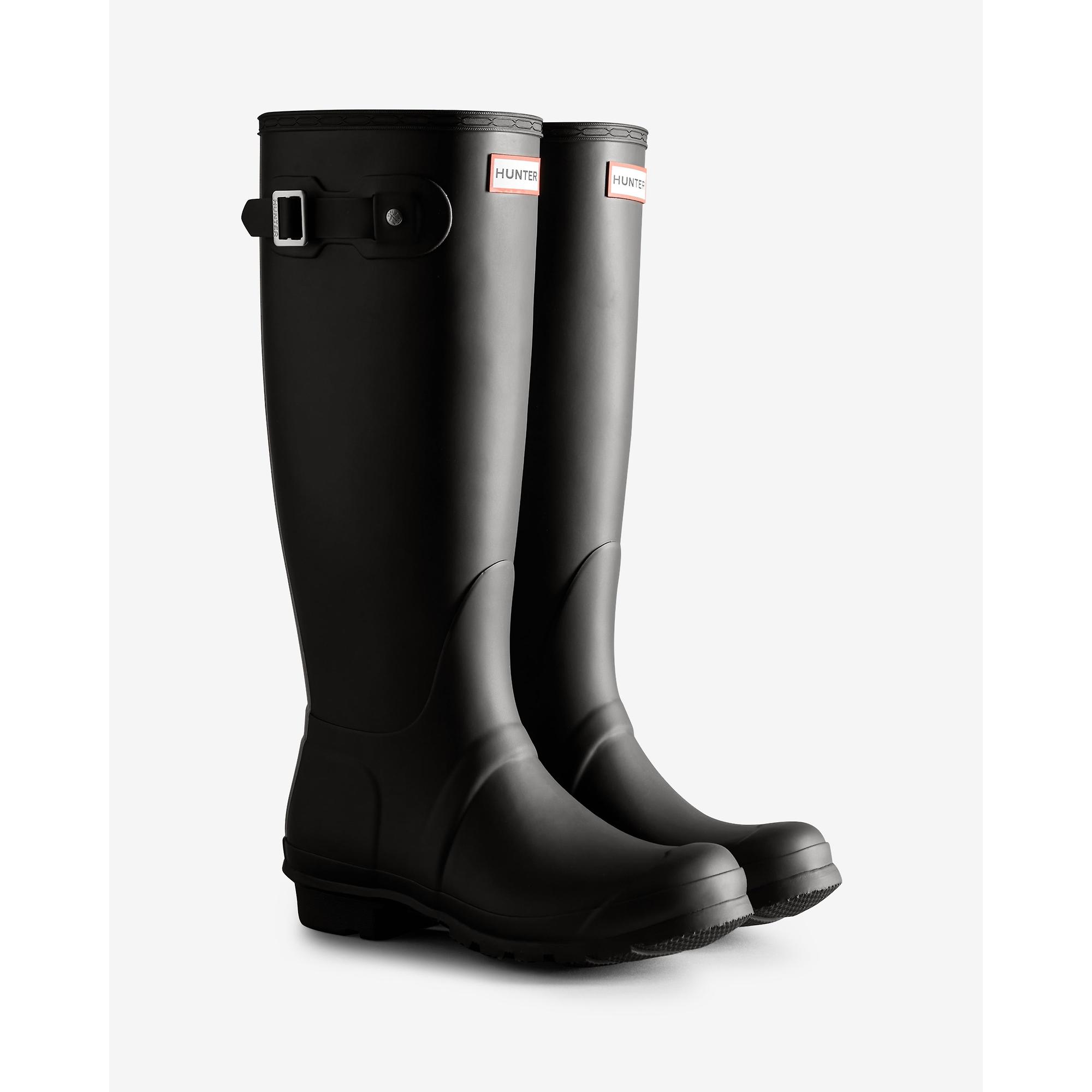 Product image 3 of 4 of Hunter Women's Tri-colour Logo Backstrap Tall Wellington Boots - Black