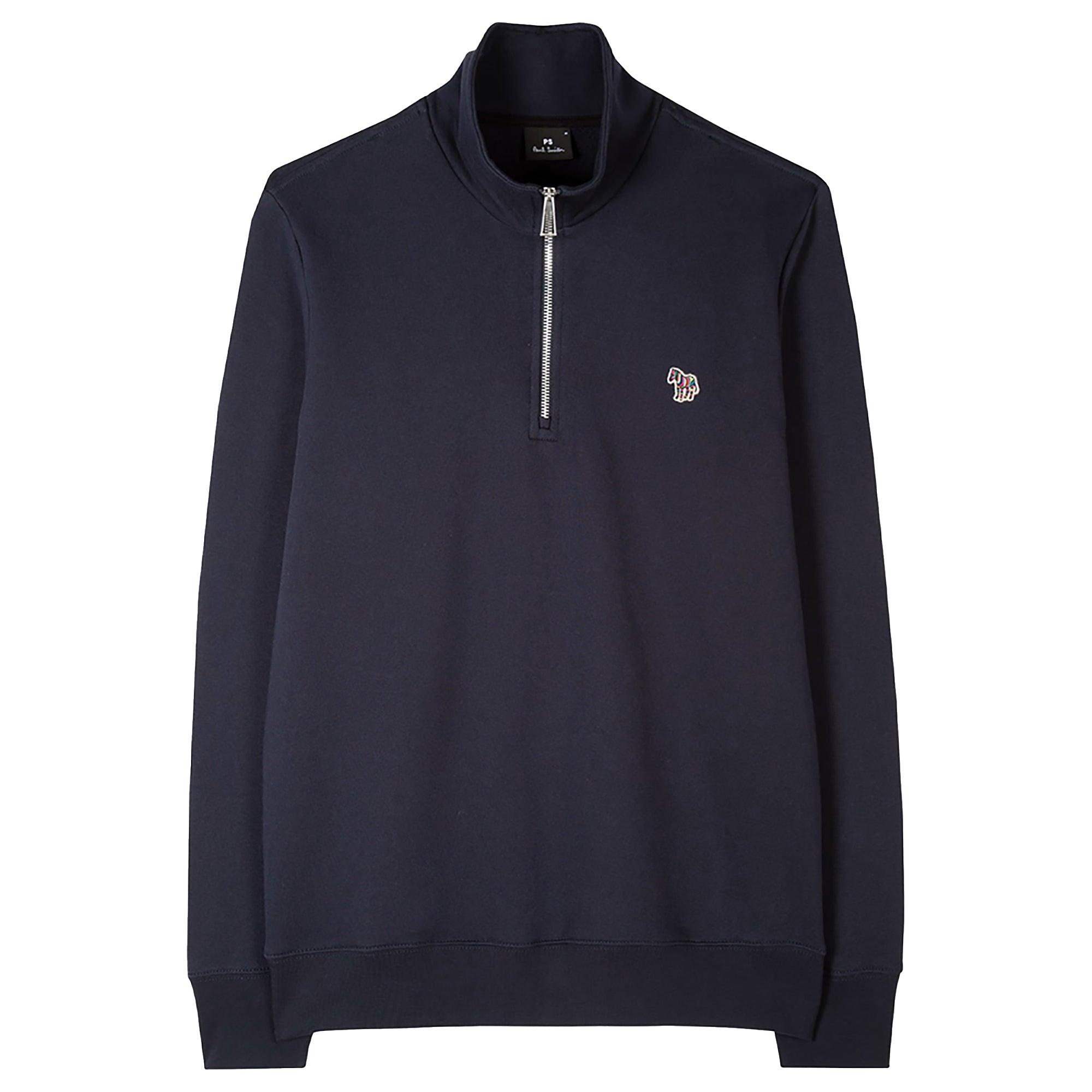 Product image 1 of 6 of PS By Paul Smith Men's Cotton Zebra Logo Zip-Neck Sweatshirt - Navy