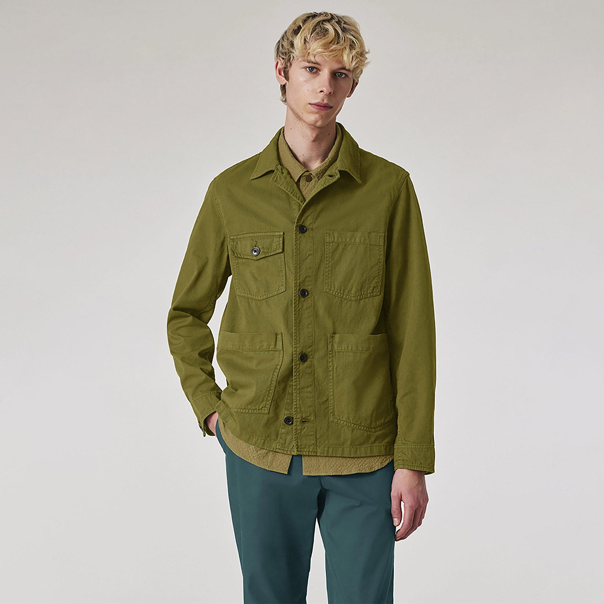 Product image 2 of 7 of PS By Paul Smith Men's Garment-Dye 'Broad Stripe Zebra' Cotton Work Jacket - Khaki