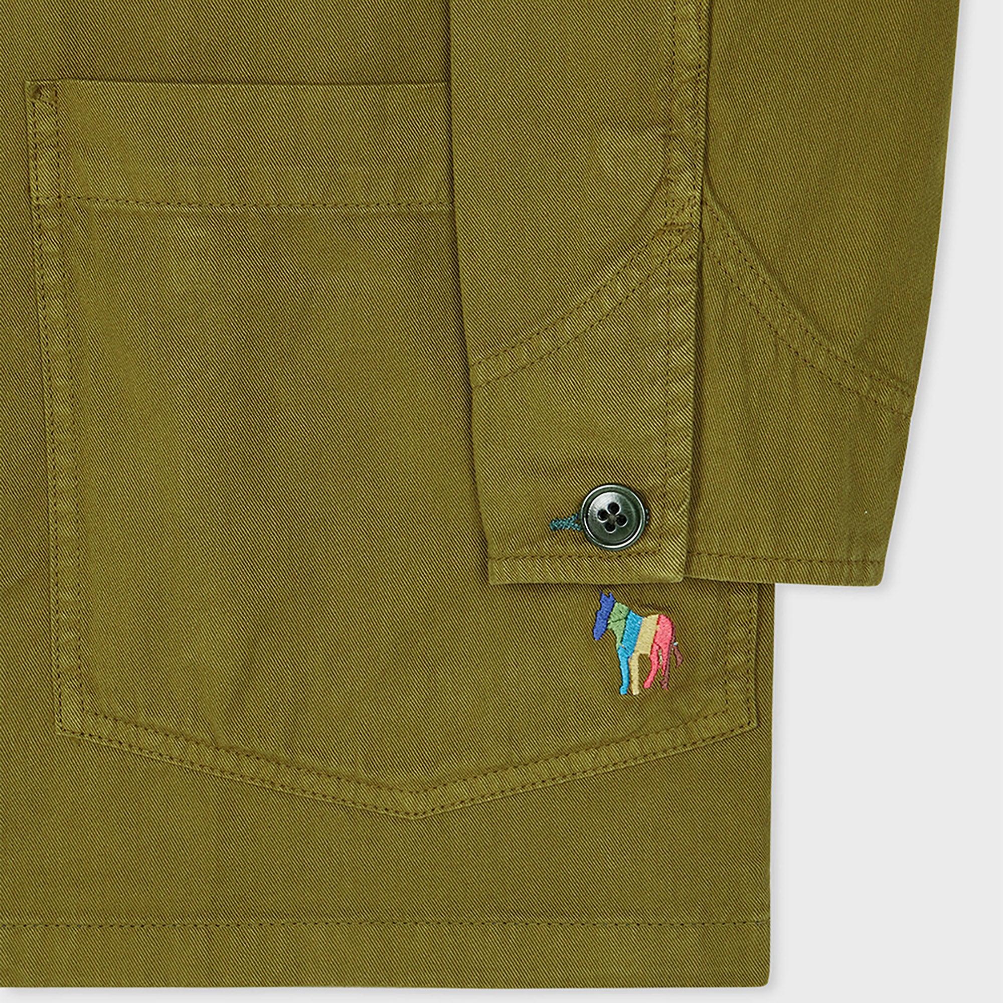 Product image 6 of 7 of PS By Paul Smith Men's Garment-Dye 'Broad Stripe Zebra' Cotton Work Jacket - Khaki