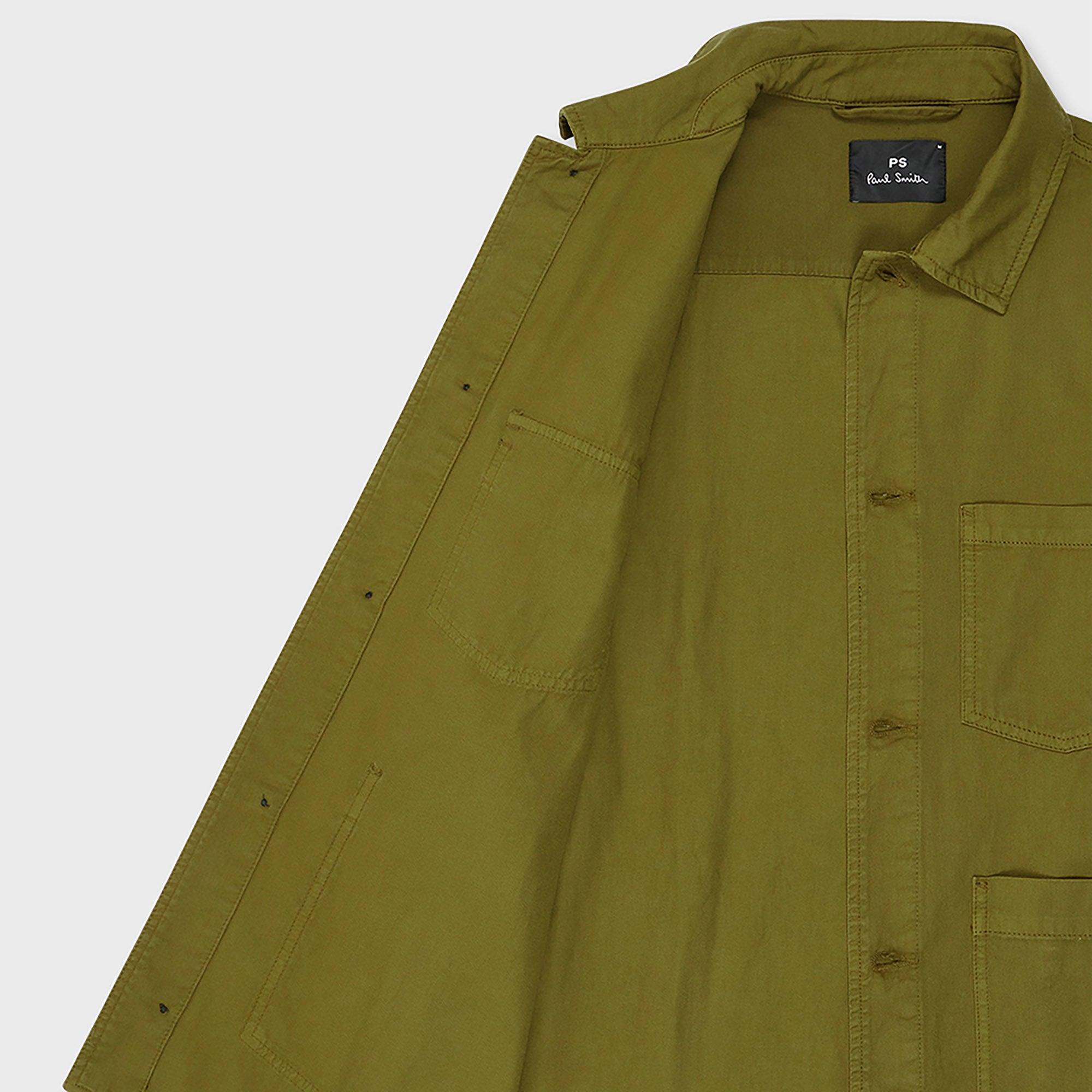 Product image 7 of 7 of PS By Paul Smith Men's Garment-Dye 'Broad Stripe Zebra' Cotton Work Jacket - Khaki