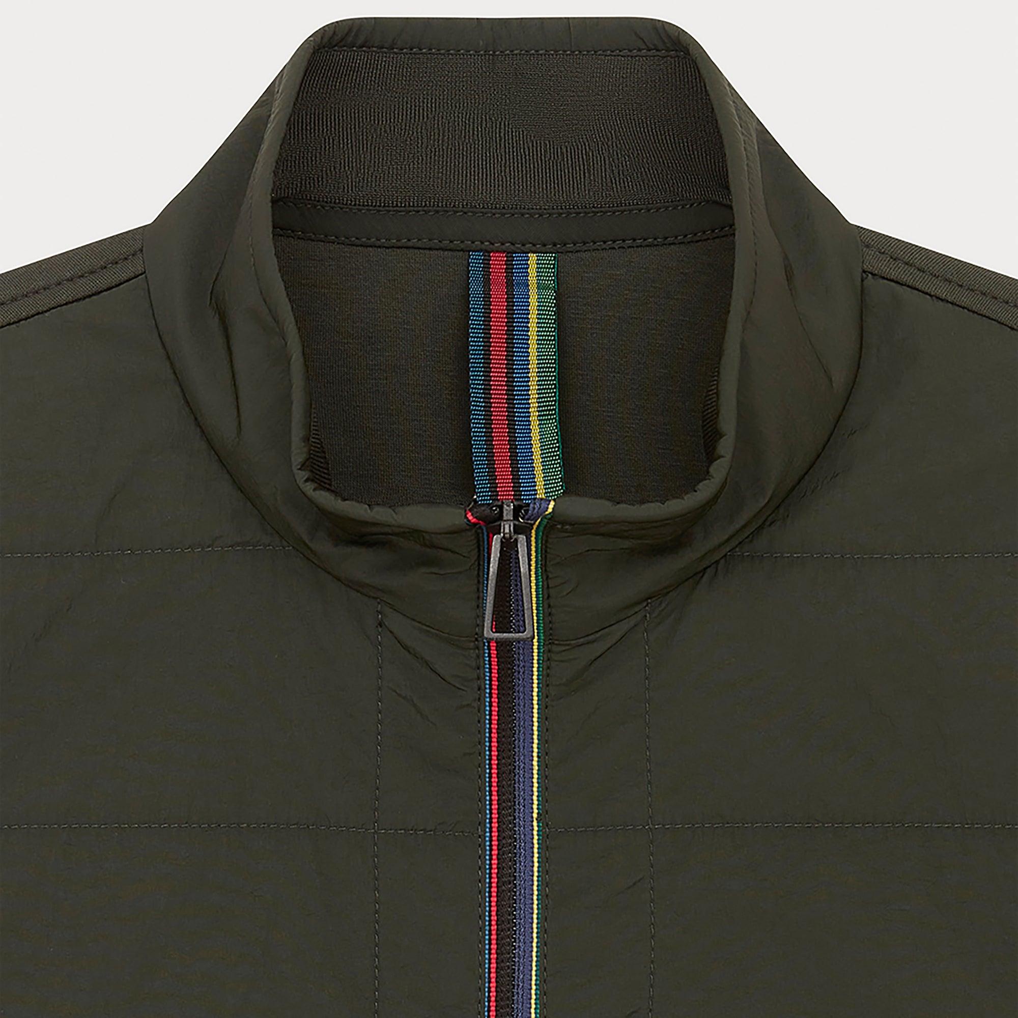 Product image 4 of 4 of PS By Paul Smith Men's 'Sports Stripe' Mixed Media Gilet - Green