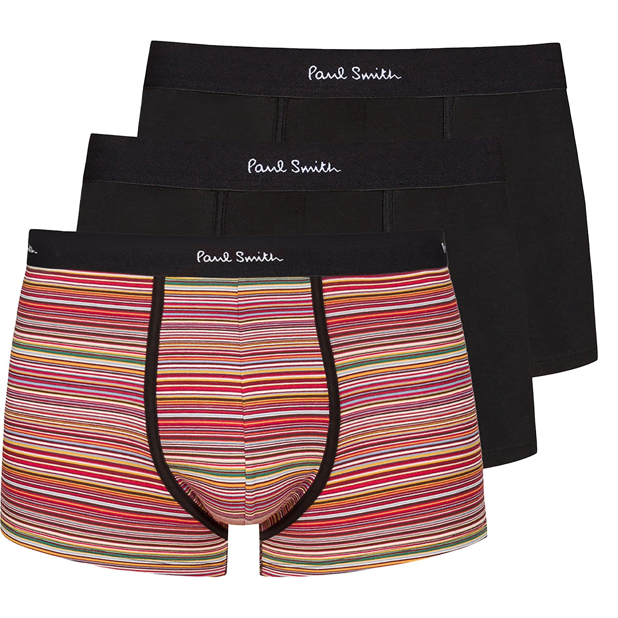 Product image 1 of 6 of Paul Smith Men's Organic-Cotton Mixed Stripe 3 Pack Boxer Briefs - Black