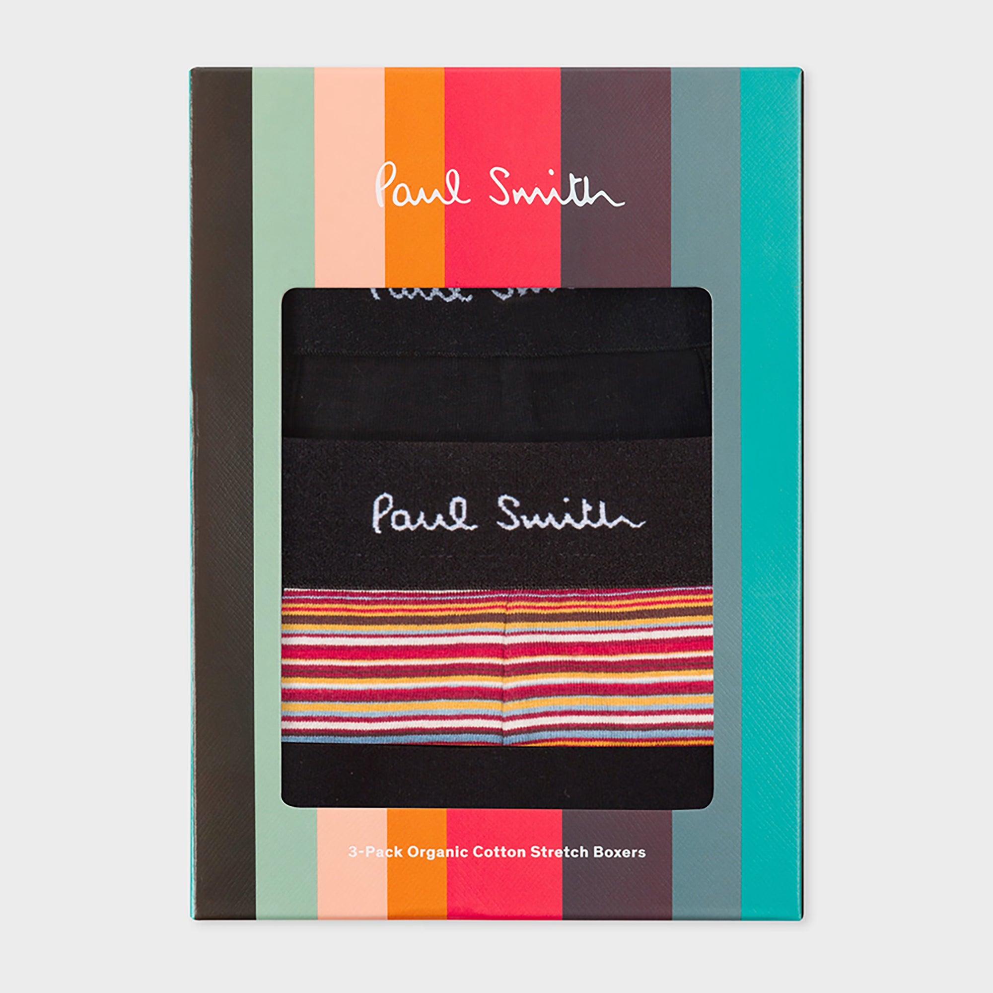 Product image 2 of 6 of Paul Smith Men's Organic-Cotton Mixed Stripe 3 Pack Boxer Briefs - Black