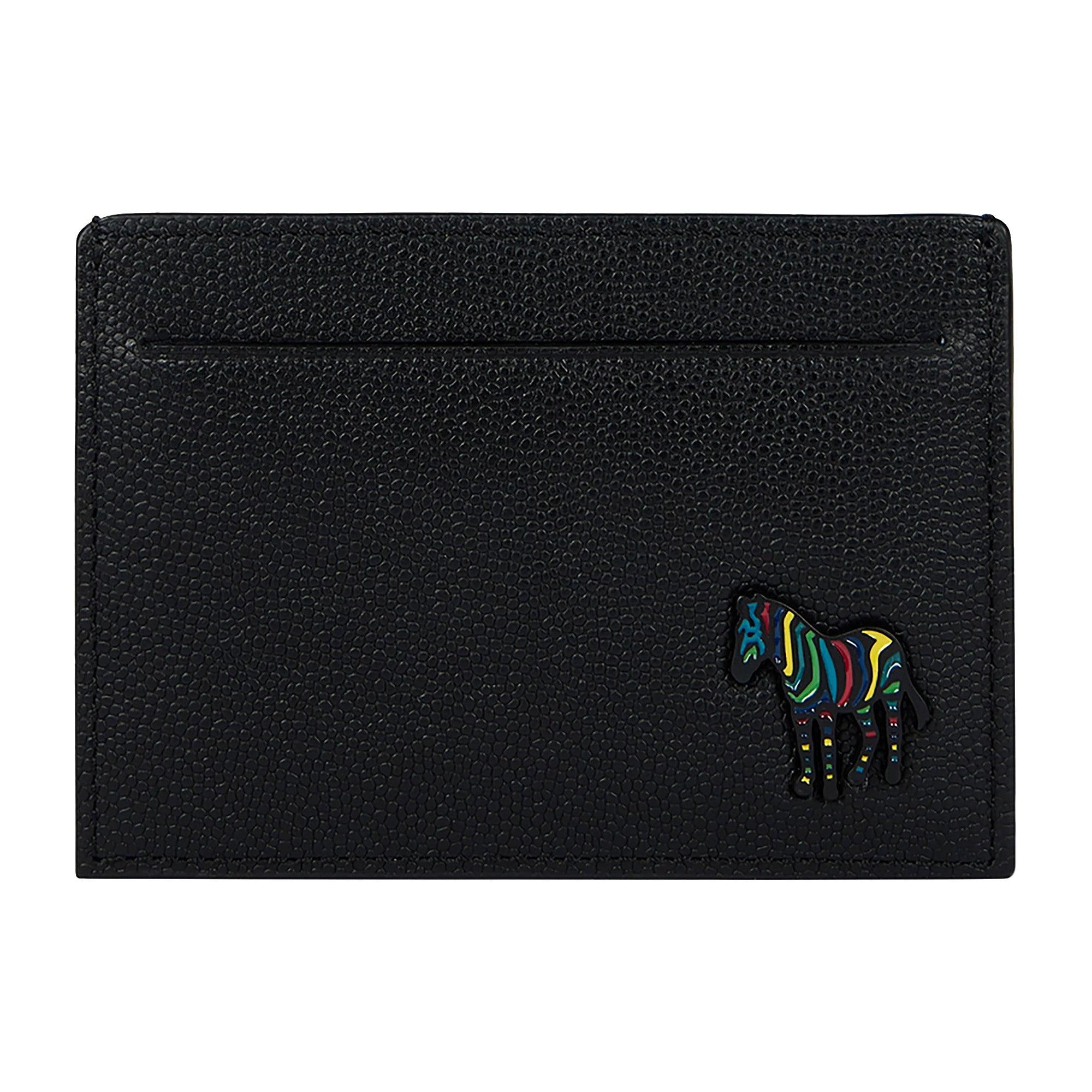 Product image 1 of 4 of Paul Smith Men's Pebble-Grain Leather Zebra Card Holder - Black