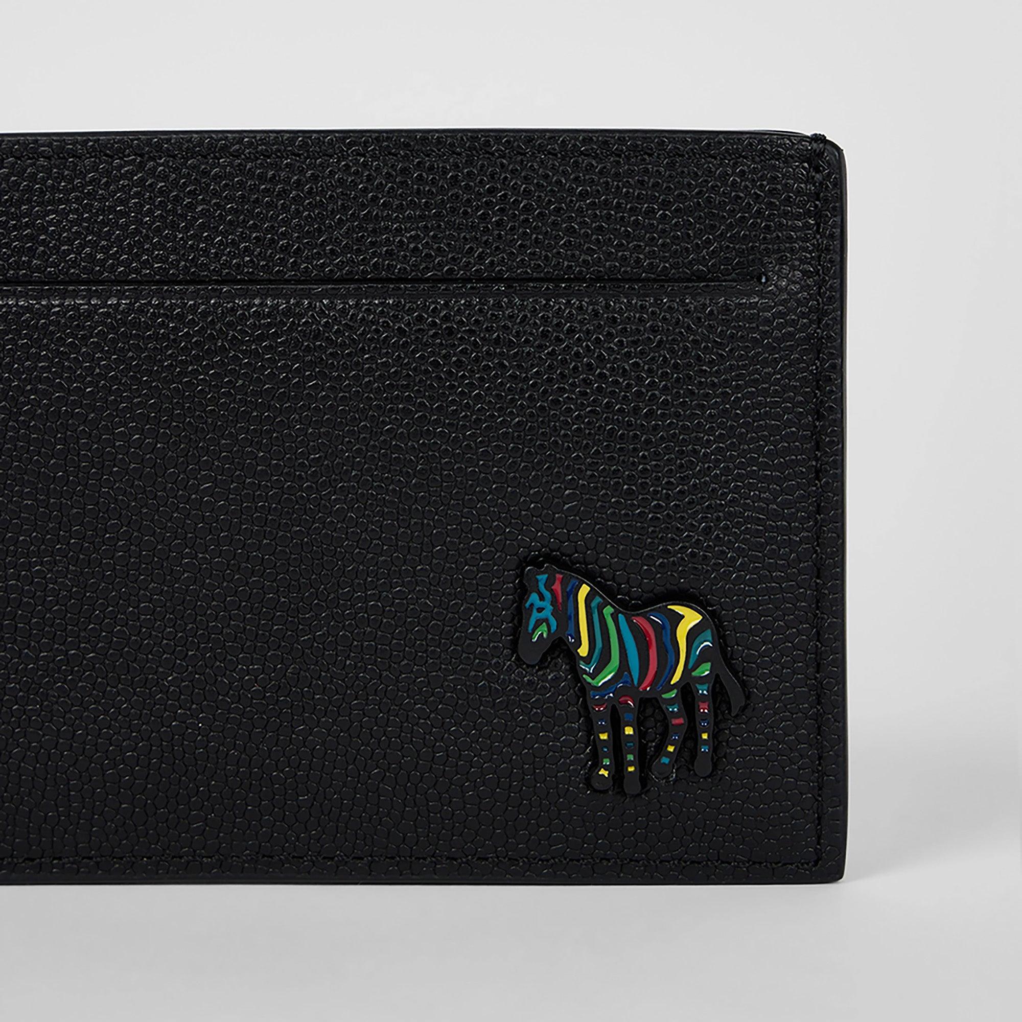 Product image 4 of 4 of Paul Smith Men's Pebble-Grain Leather Zebra Card Holder - Black