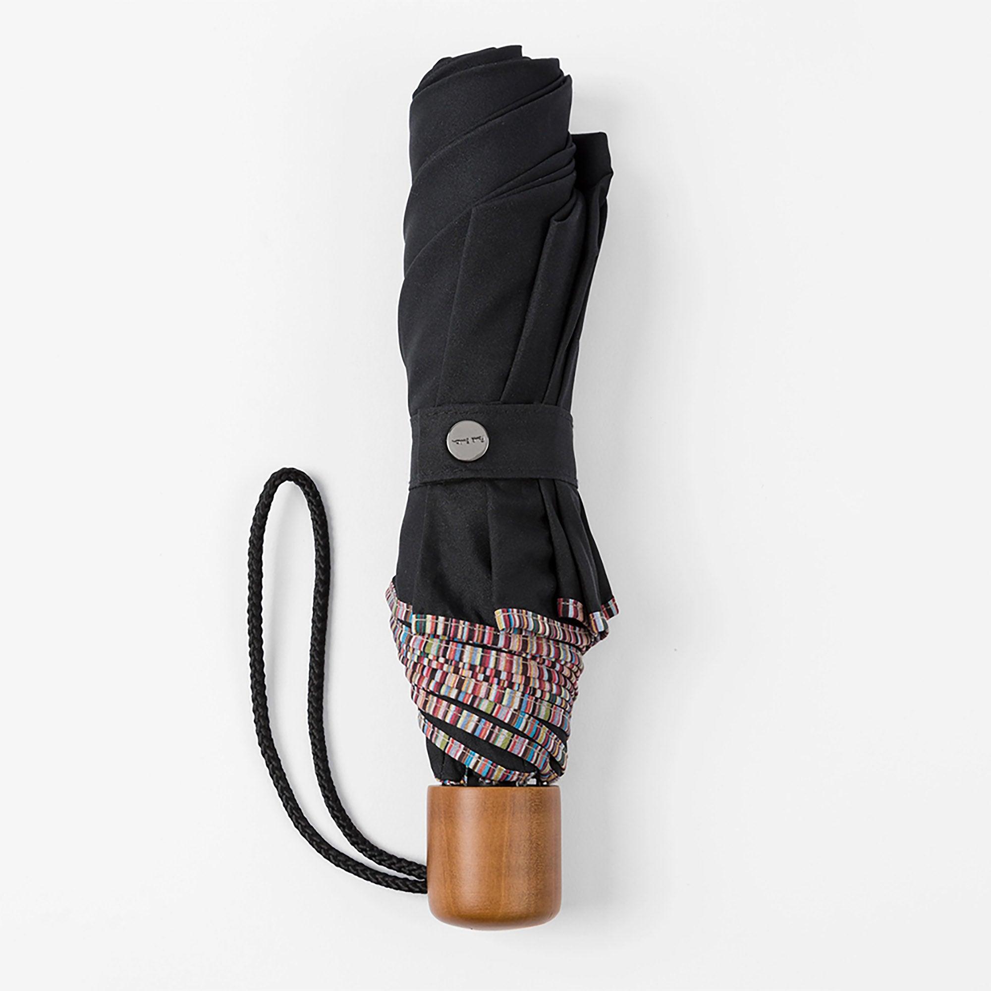 Product image 2 of 5 of Paul Smith Men's Signature Stripe Trim Telescopic Umbrella - Black