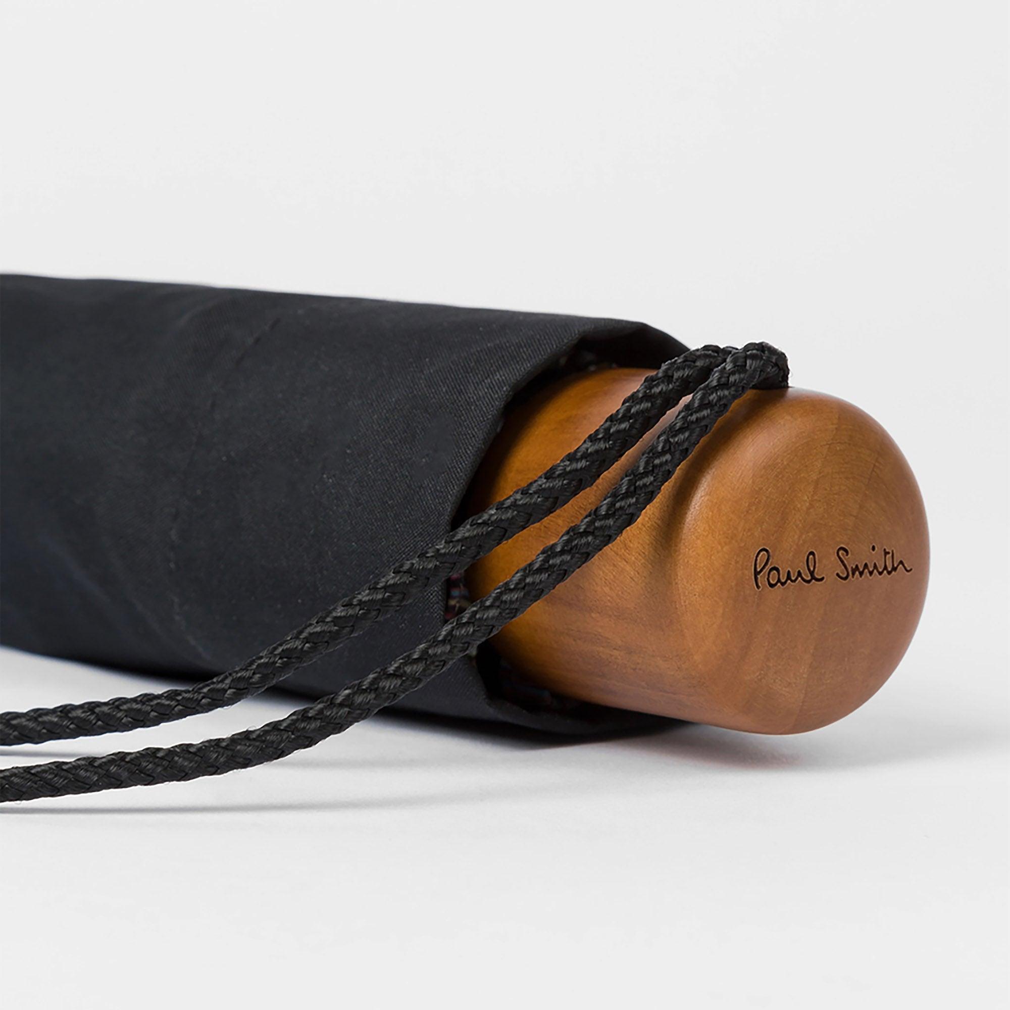 Product image 4 of 5 of Paul Smith Men's Signature Stripe Trim Telescopic Umbrella - Black