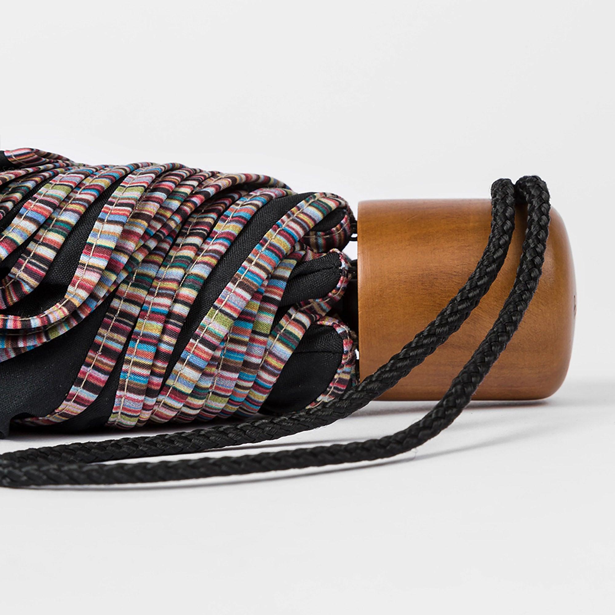 Product image 5 of 5 of Paul Smith Men's Signature Stripe Trim Telescopic Umbrella - Black