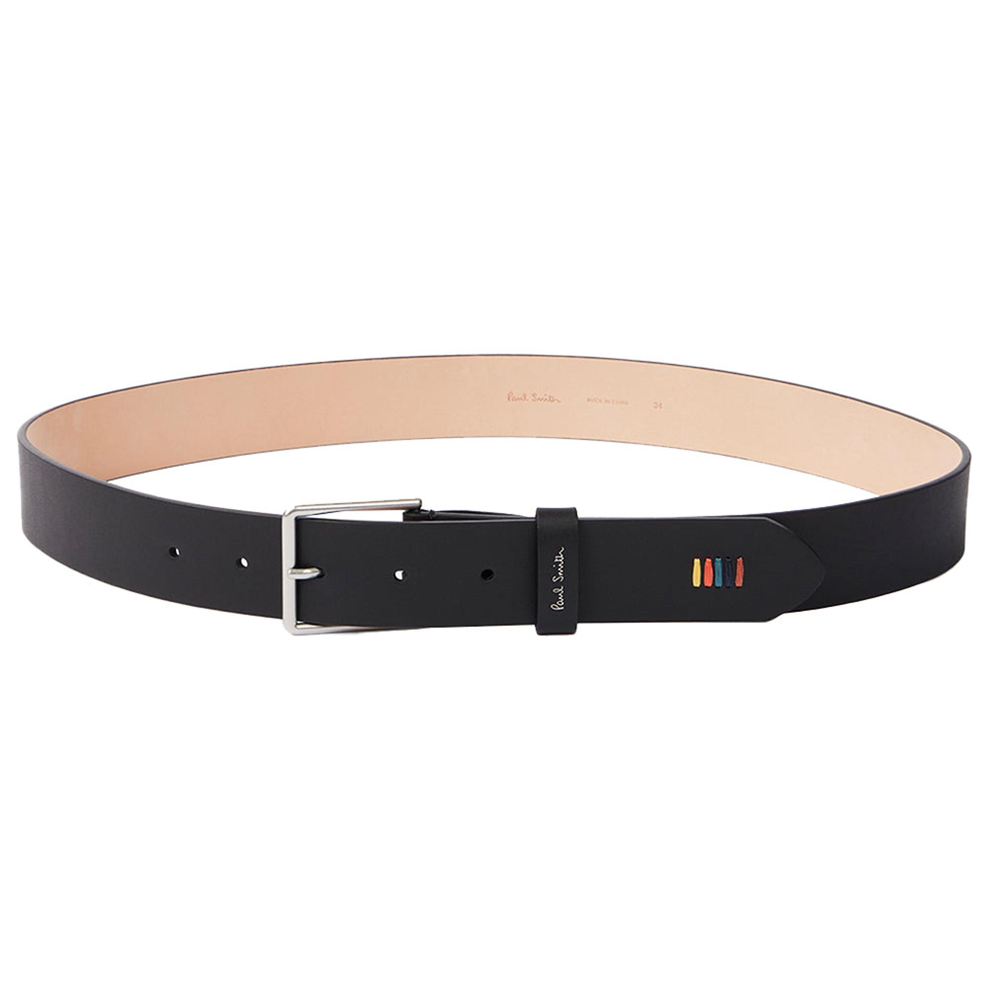 Product image 1 of 4 of Paul Smith Men's 'Artist Stripe' Stitch Leather Belt - Black