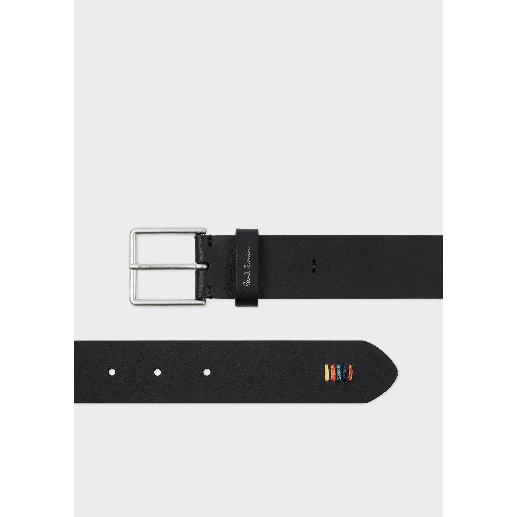 Product image 2 of 4 of Paul Smith Men's 'Artist Stripe' Stitch Leather Belt - Black