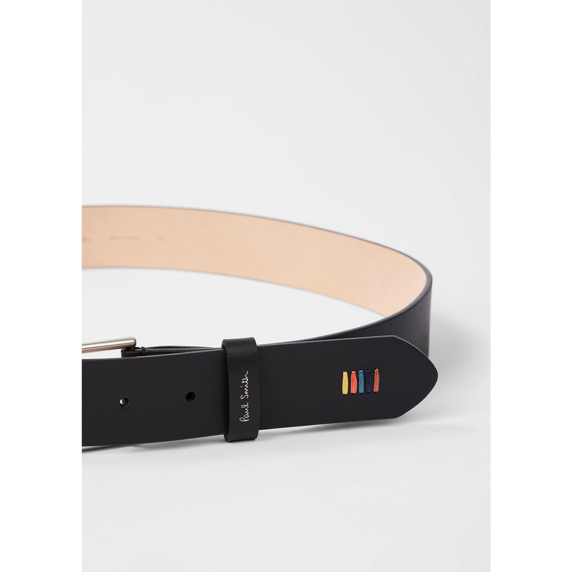 Product image 4 of 4 of Paul Smith Men's 'Artist Stripe' Stitch Leather Belt  - Black