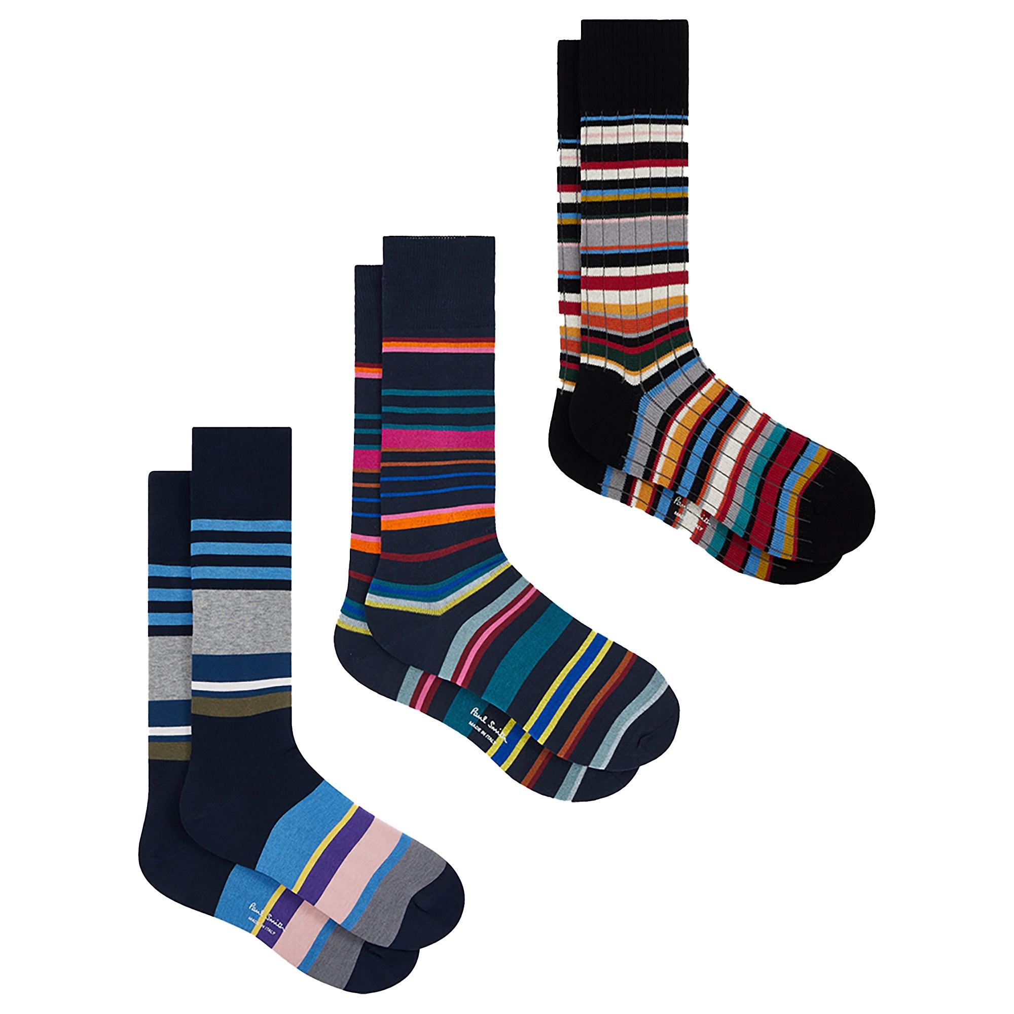 Product image 1 of 4 of Paul Smith Men's Striped 3 Pack Socks - Navy