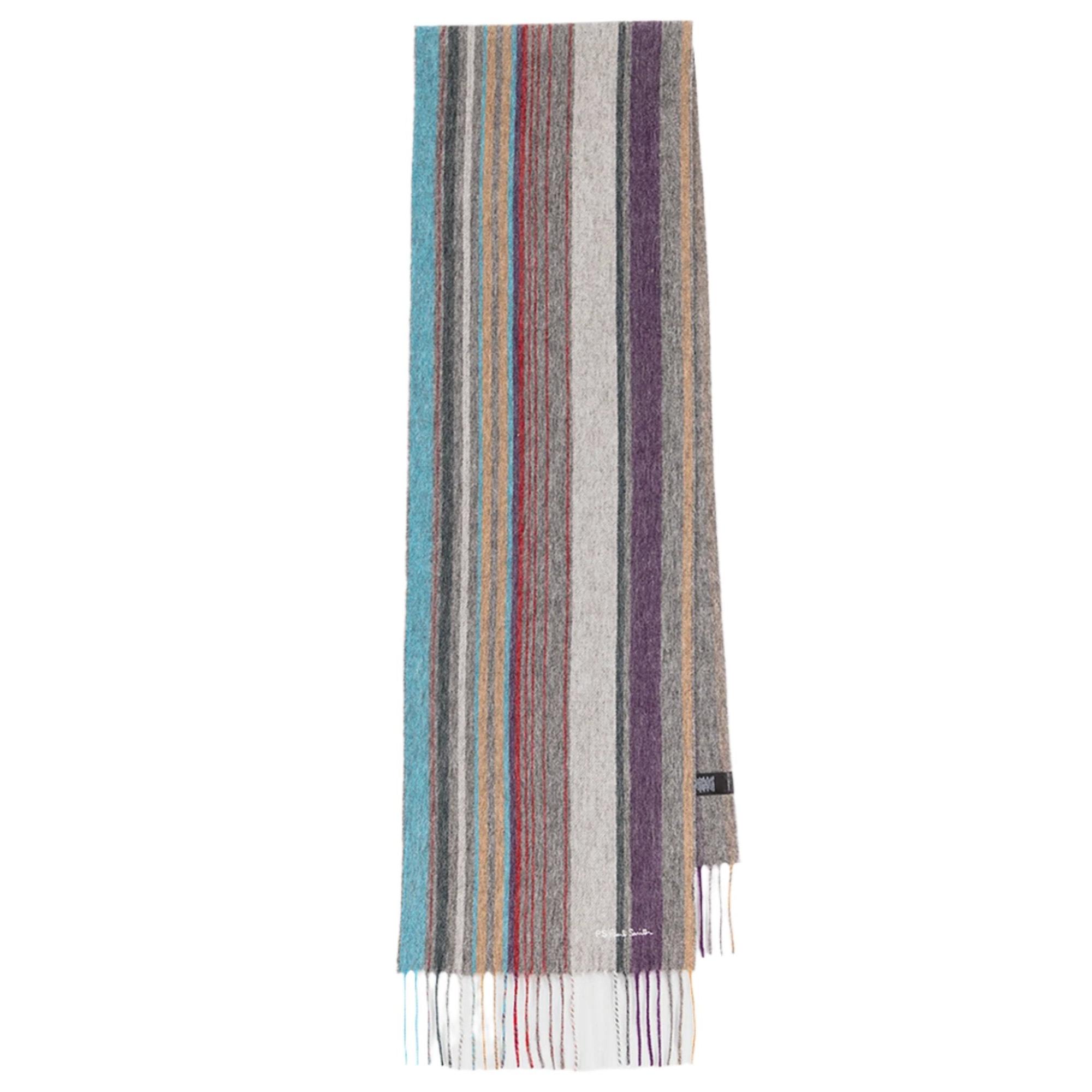 Product image 1 of 4 of Paul Smith Men's Wool Multi Colour Stripe Scarf - Grey