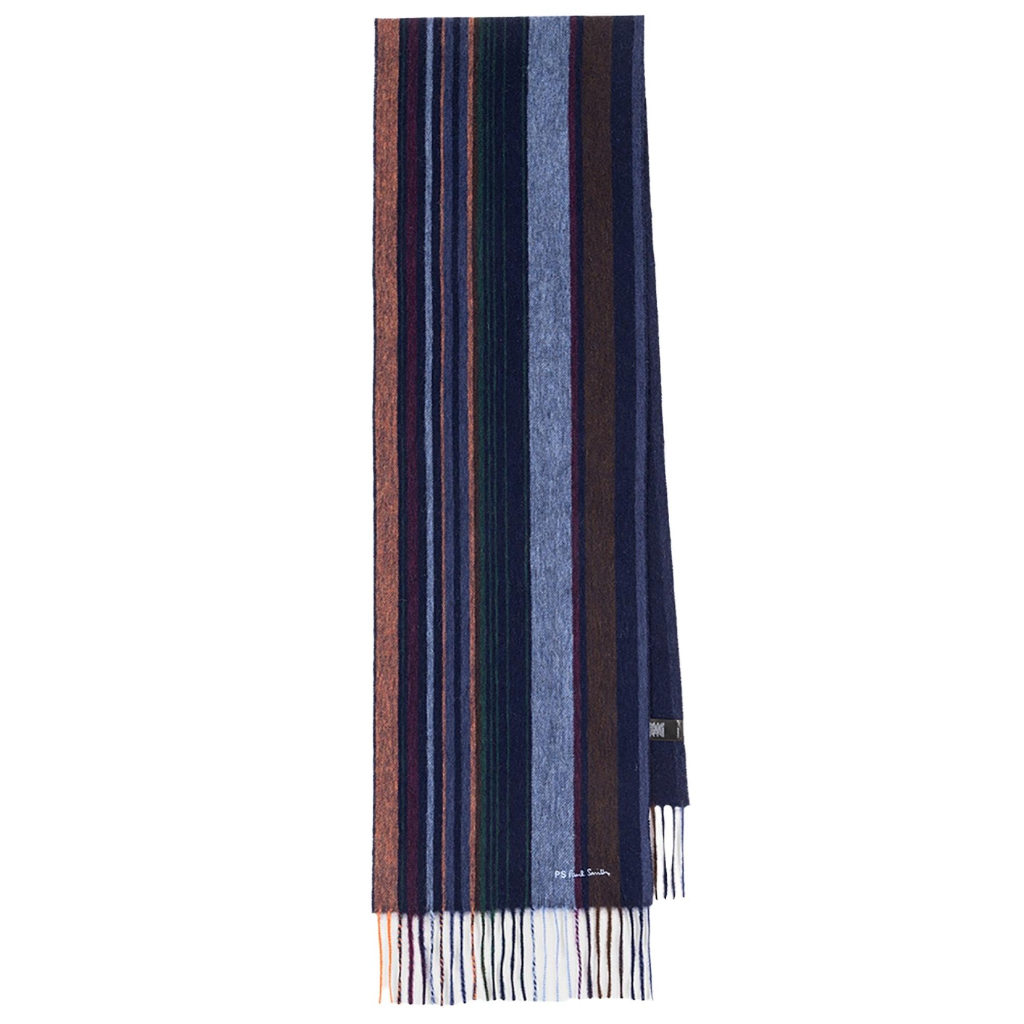 Product image 1 of 4 of Paul Smith Men's Wool Multi Colour Stripe Scarf - Navy