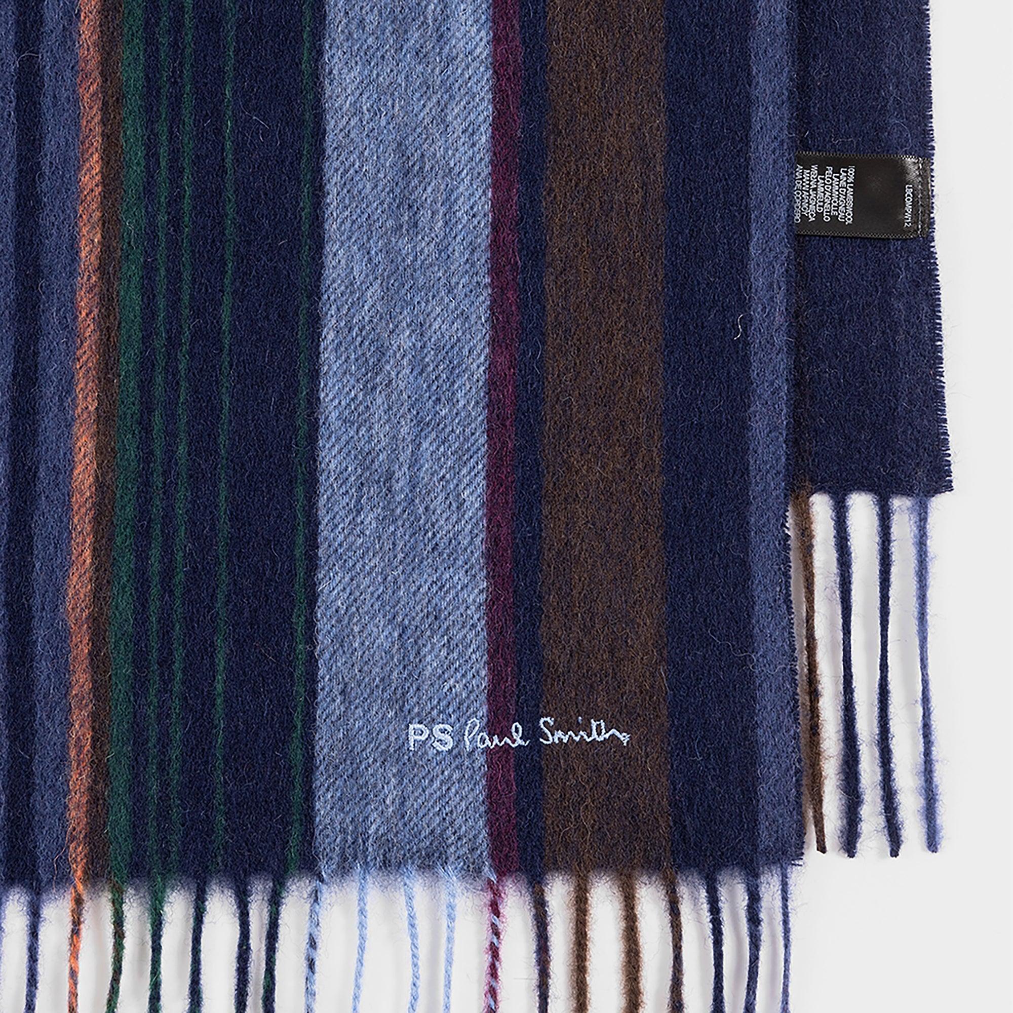 Product image 2 of 4 of Paul Smith Men's Wool Multi Colour Stripe Scarf - Navy