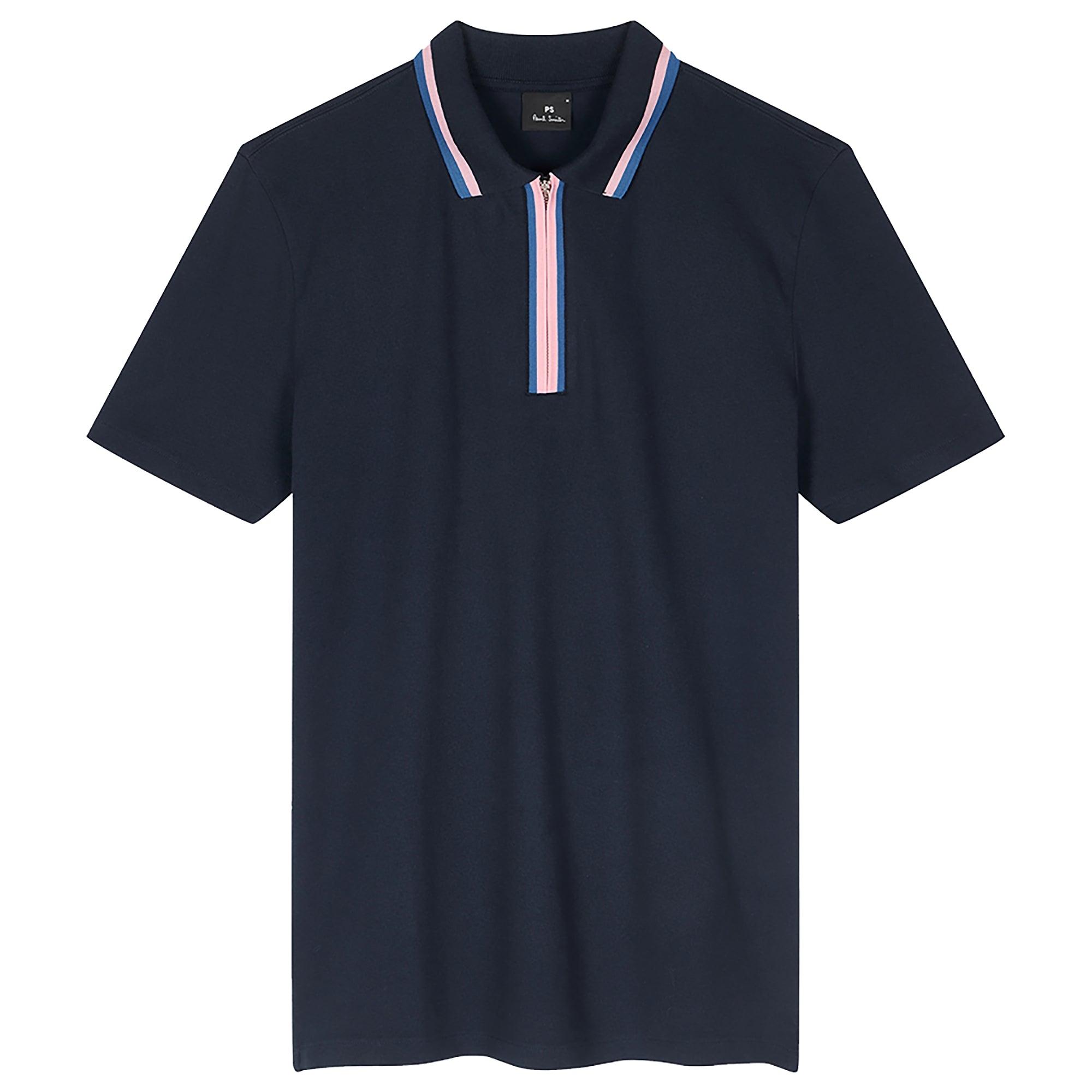 Product image 1 of 2 of Paul Smith Men's Zip-Neck Polo Shirt With Contrast Tipping - Navy