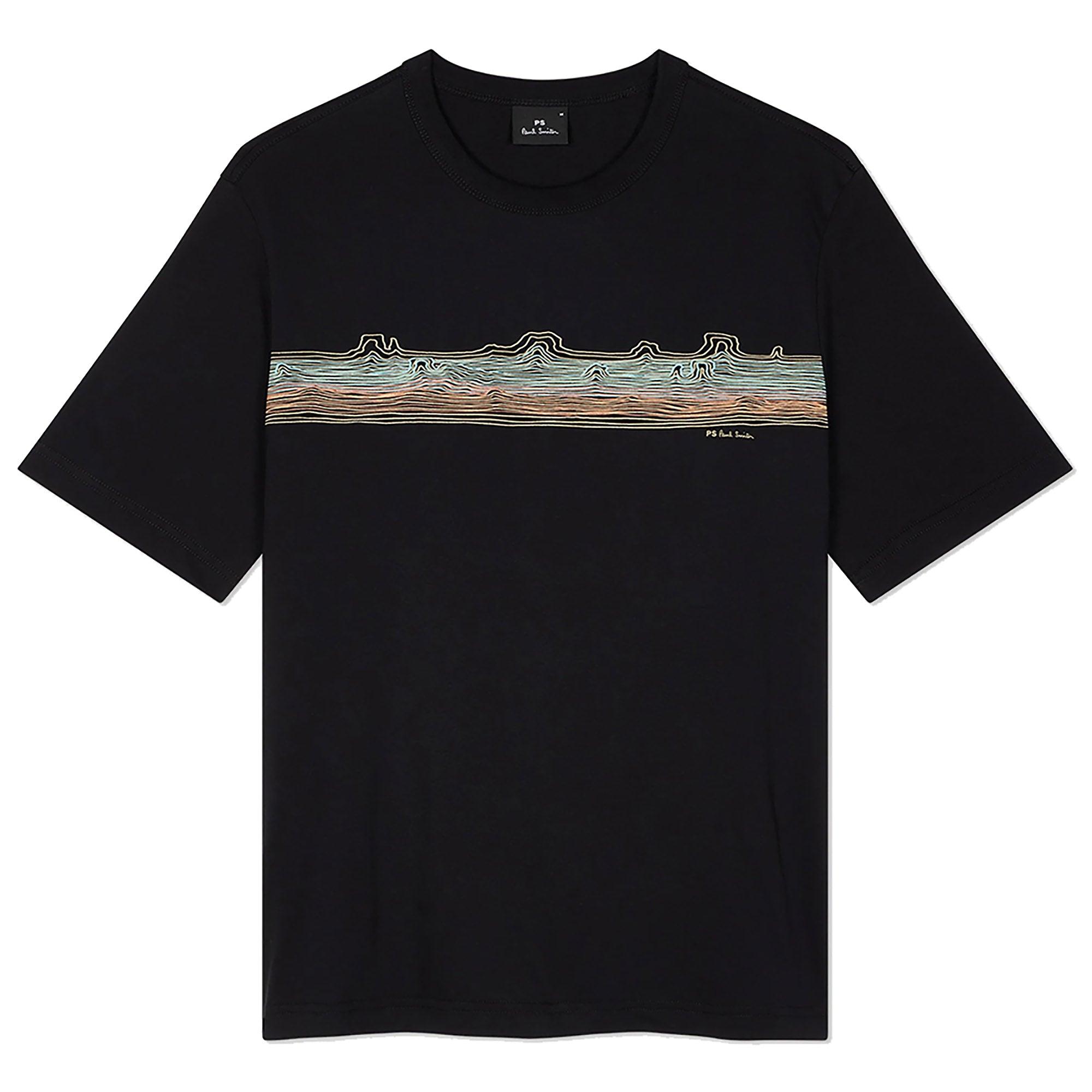Product image 1 of 2 of PS By Paul Smith Men's 'Desert Stripe' Print T-Shirt - Black