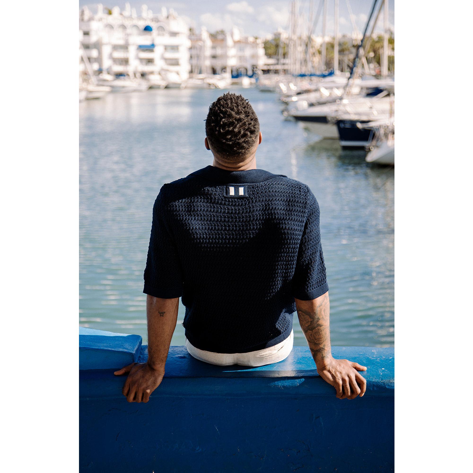 Product image 8 of 10 of Peregrine Men's Island Crochet Polo Shirt - Navy