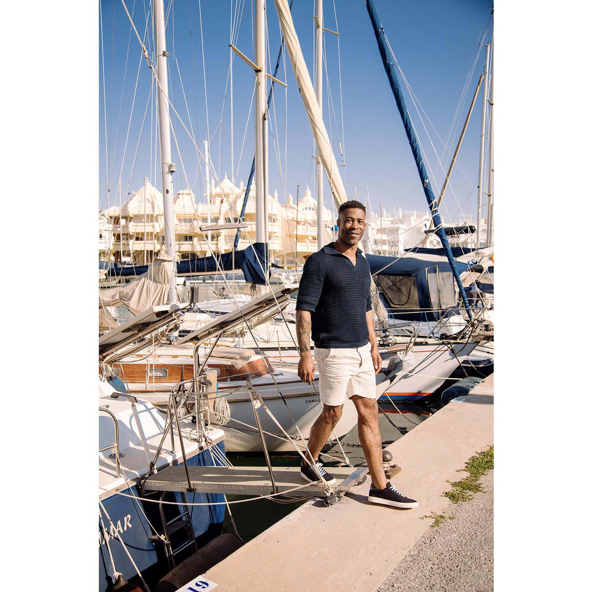 Product image 9 of 10 of Peregrine Men's Island Crochet Polo Shirt - Navy