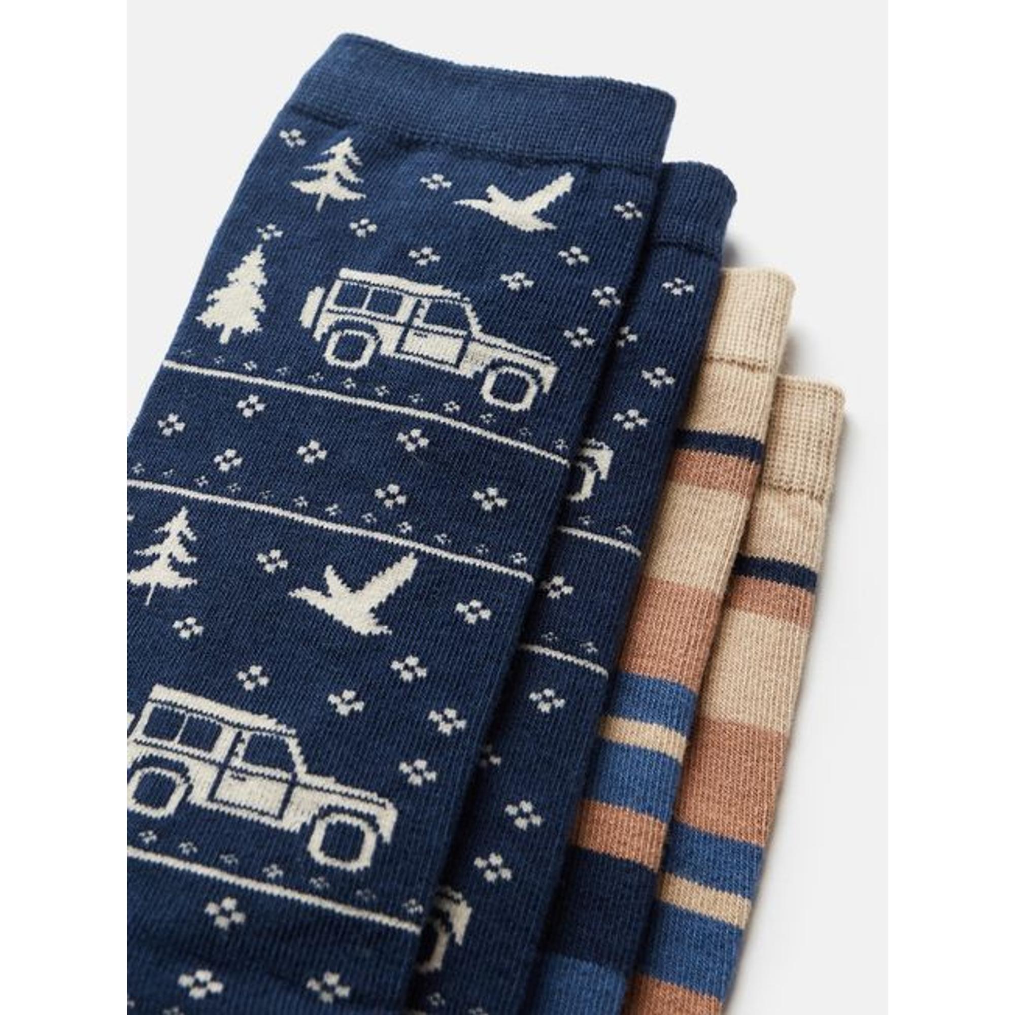 Product image 2 of 5 of Joules Men's Kingsbury Socks 2 Pack UK 7-12 - Navy/Oatmeal