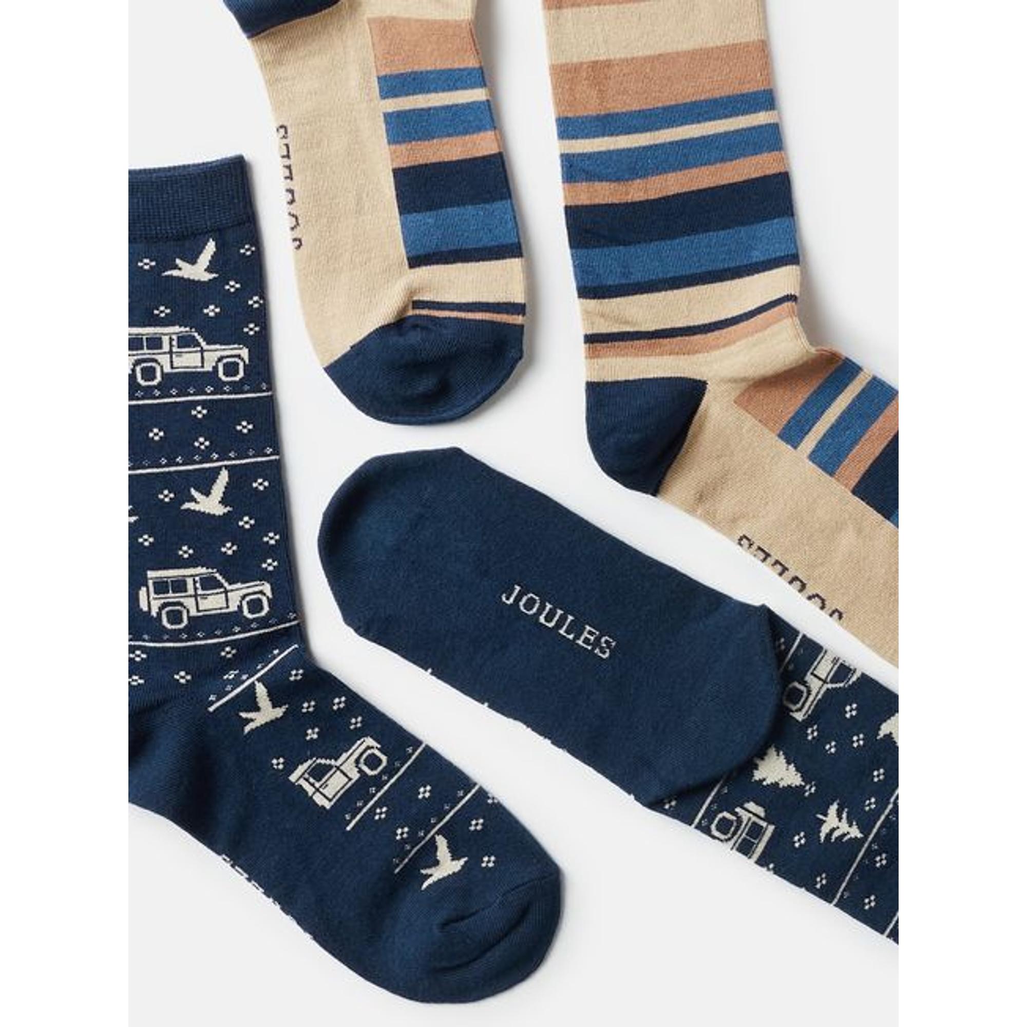 Product image 3 of 5 of Joules Men's Kingsbury Socks 2 Pack UK 7-12 - Navy/Oatmeal
