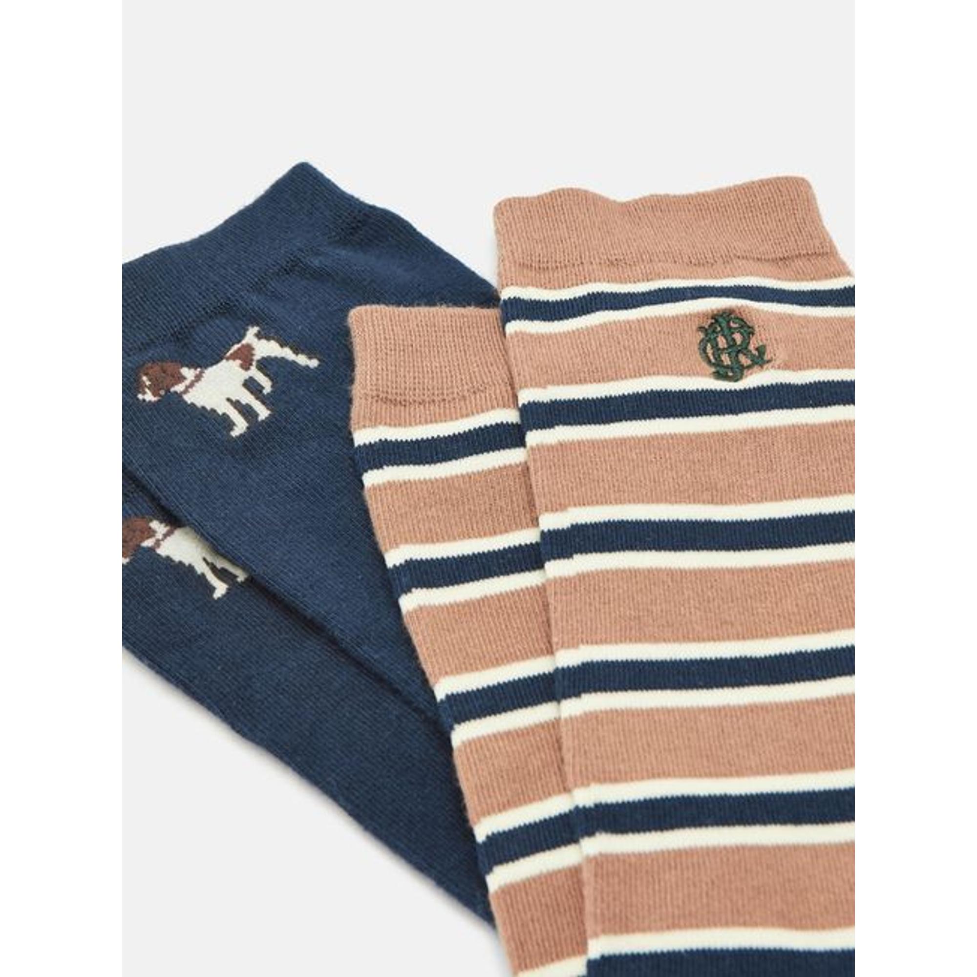 Product image 3 of 3 of Joules Men's Kingsbury Socks 2 Pack UK 7-12 - Navy/Camel