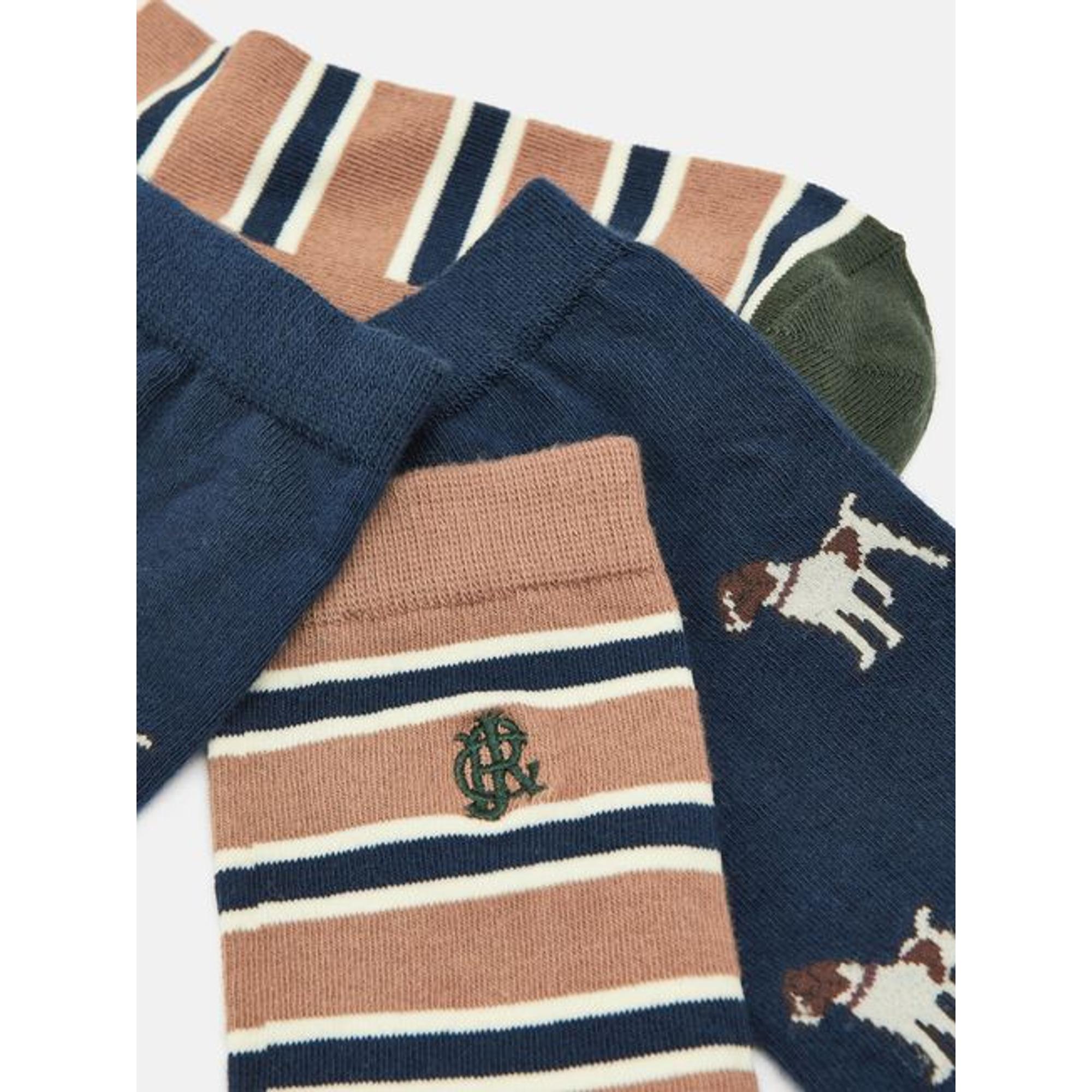 Product image 2 of 3 of Joules Men's Kingsbury Socks 2 Pack UK 7-12 - Navy/Camel
