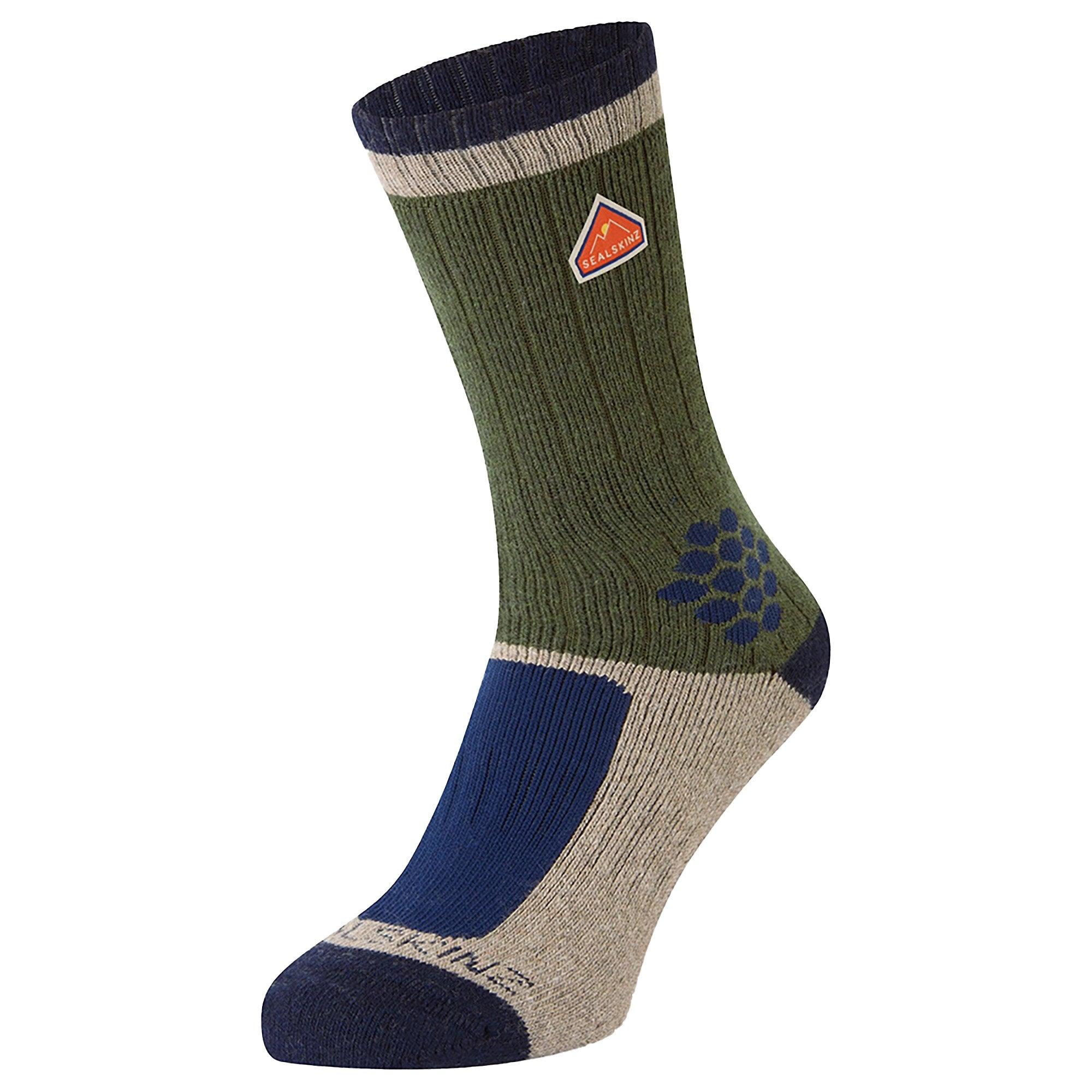 Product image 1 of 3 of Sealskinz Gresham Recycled Wool Mid Colour Block Hiking Socks - Green