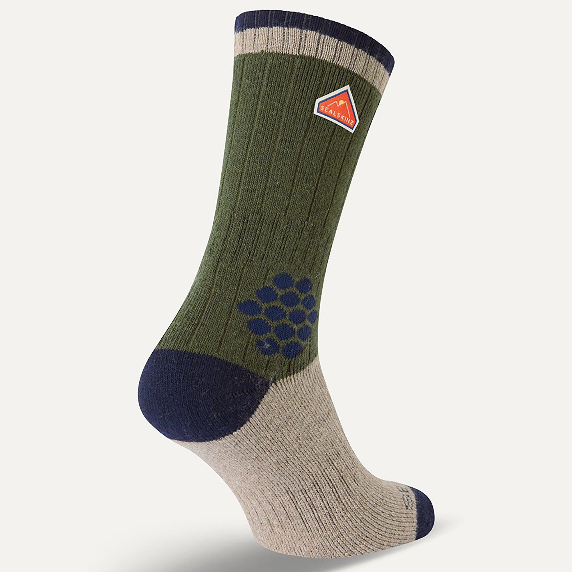 Product image 3 of 3 of Sealskinz Gresham Recycled Wool Mid Colour Block Hiking Socks - Green