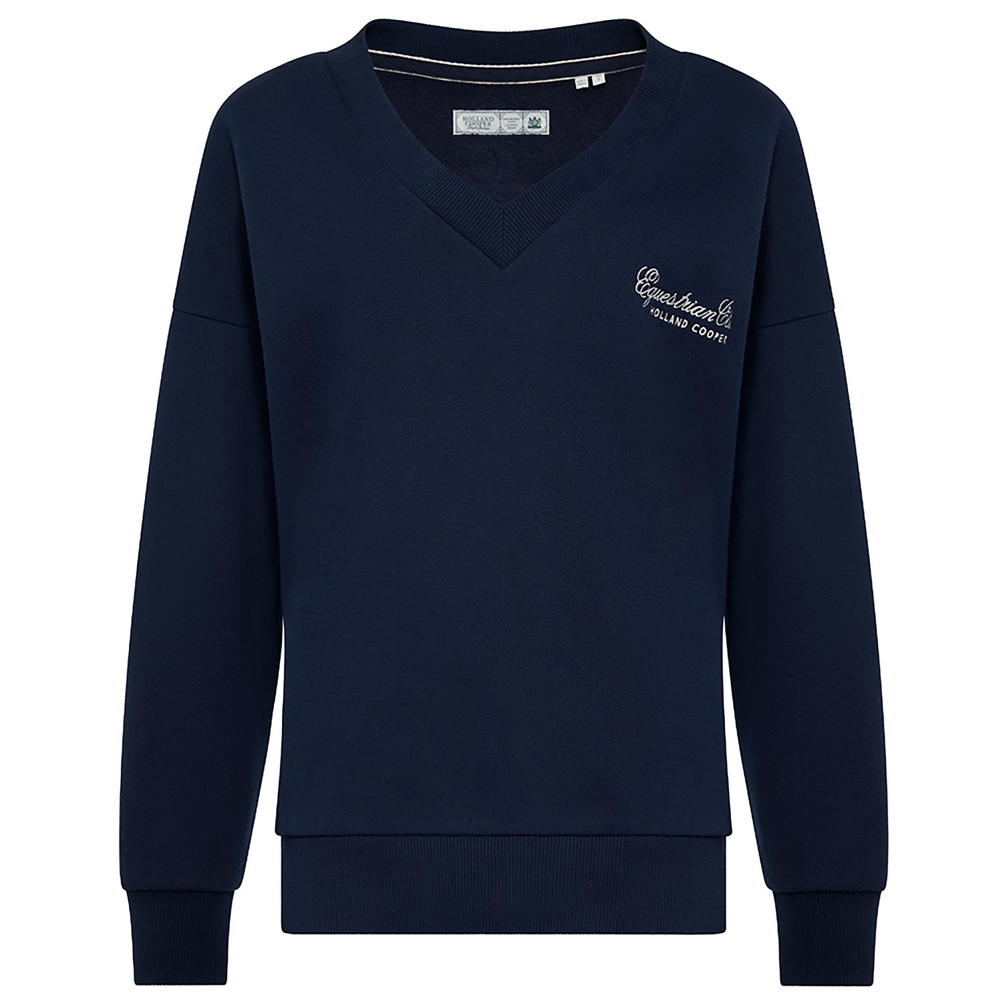 Product image 1 of 9 of Holland Cooper Women's Relaxed Fit V-Neck Sweat - Ink Navy Ecru