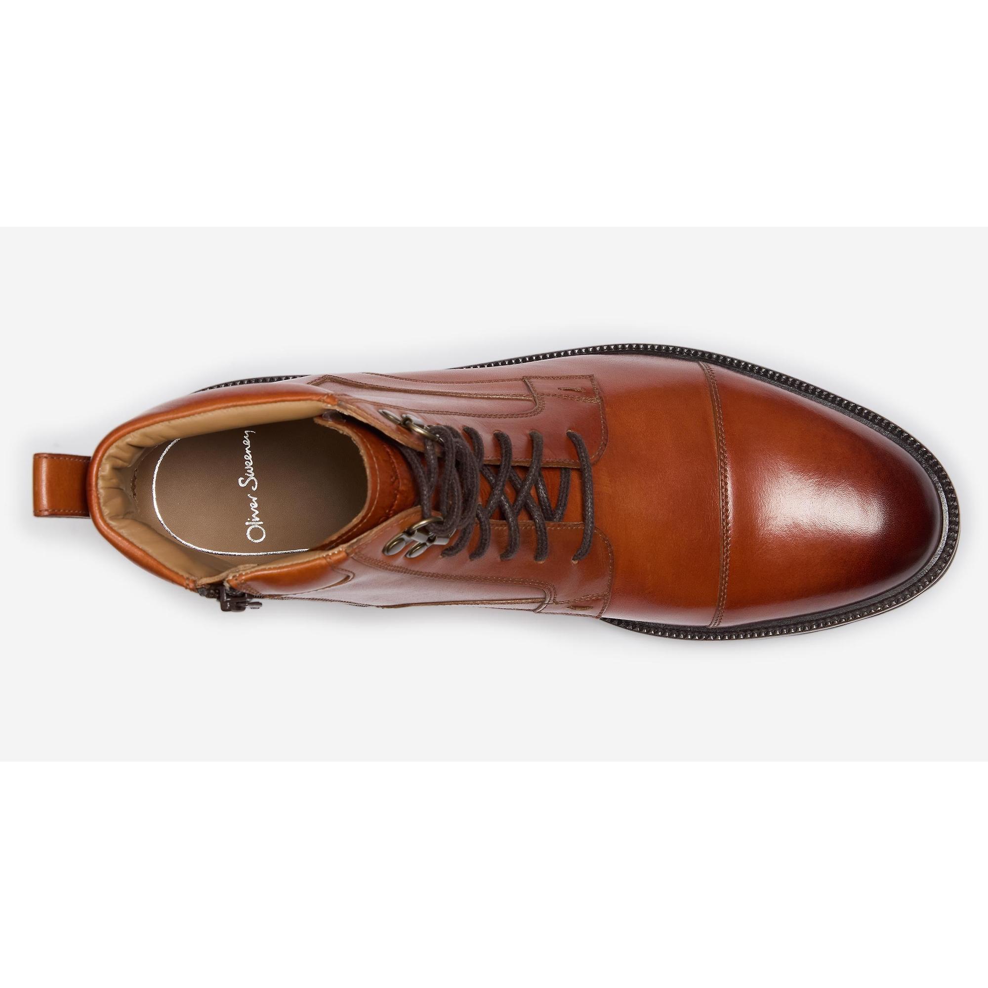 Product image 4 of 5 of Oliver Sweeney Men's Runcorn Antiqued Leather Toe Cap Side Zip Boots - Tan