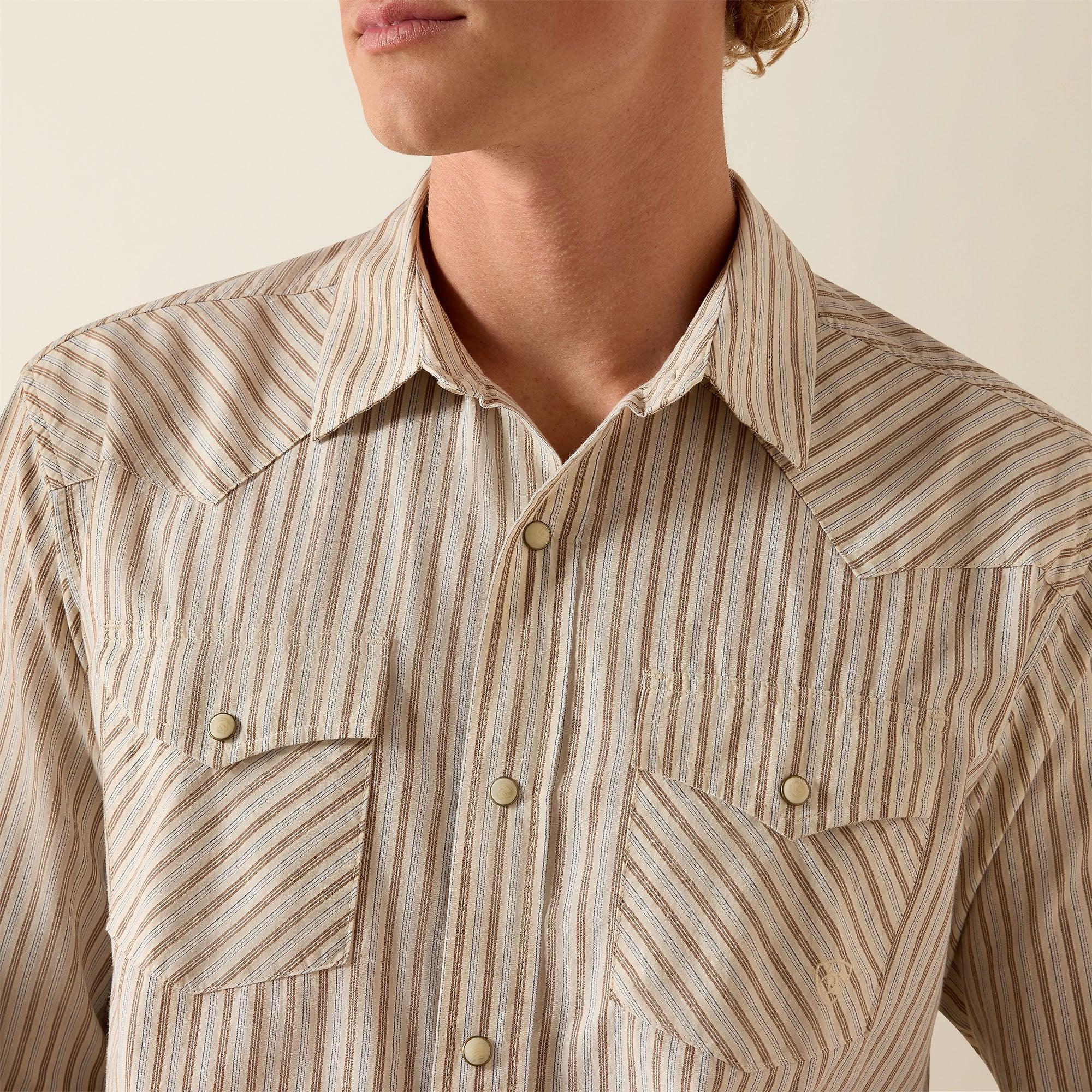 Product image 4 of 4 of Ariat Men's Retro Hesper Fitted Snap Shirt - Sandshell Stripe