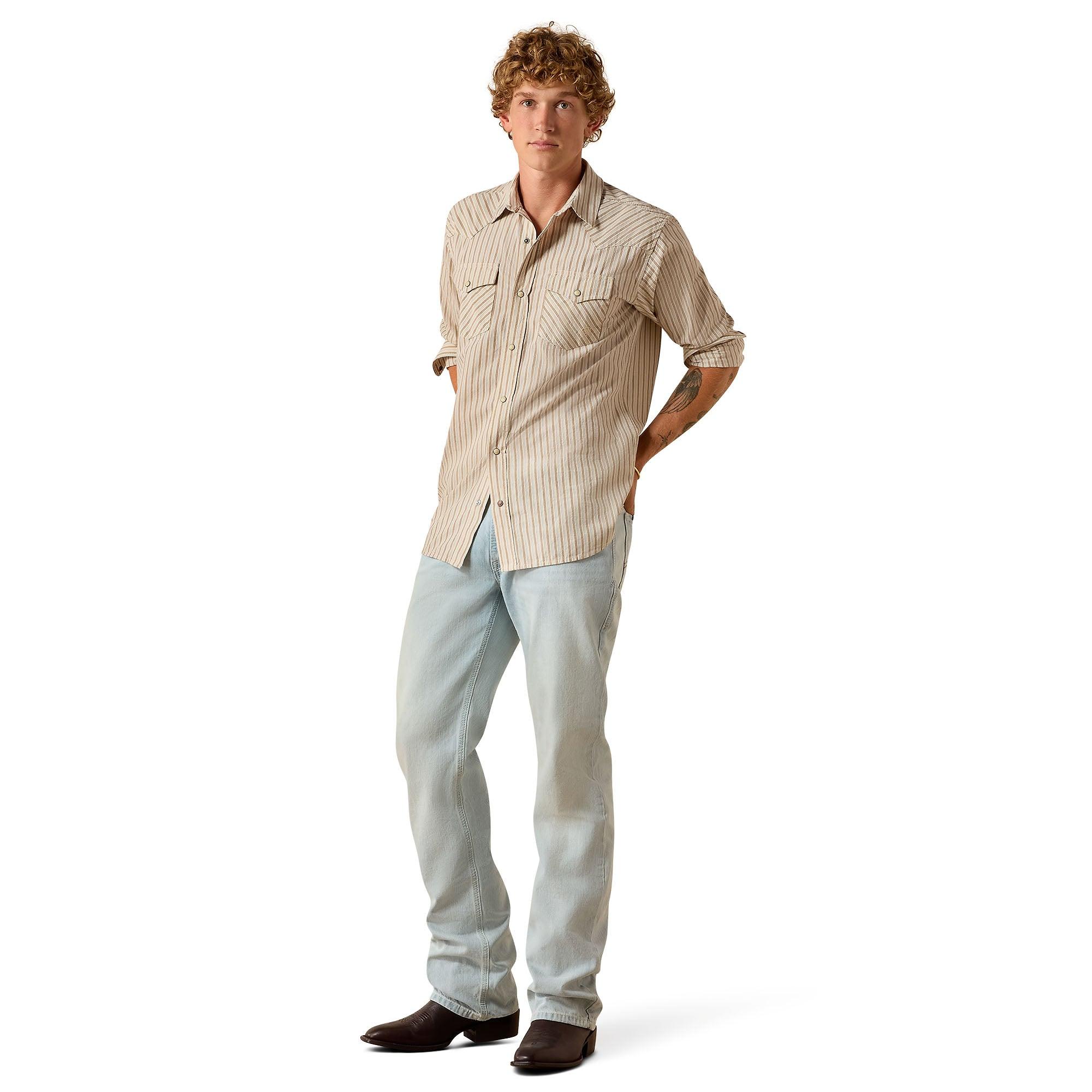 Product image 3 of 4 of Ariat Men's Retro Hesper Fitted Snap Shirt - Sandshell Stripe