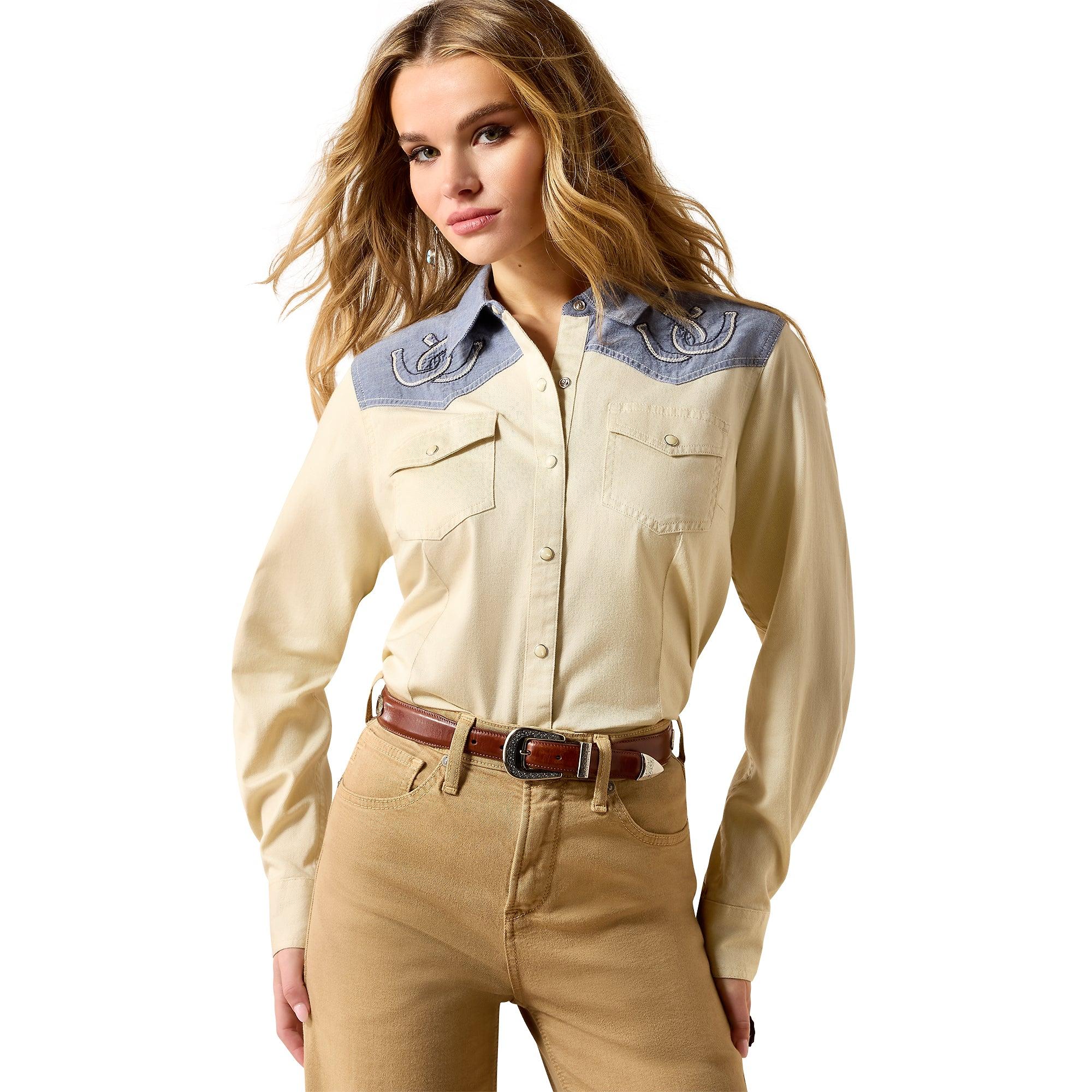 Product image 1 of 5 of Ariat Women's Horseshoe Western Long Sleeve Shirt - Sand