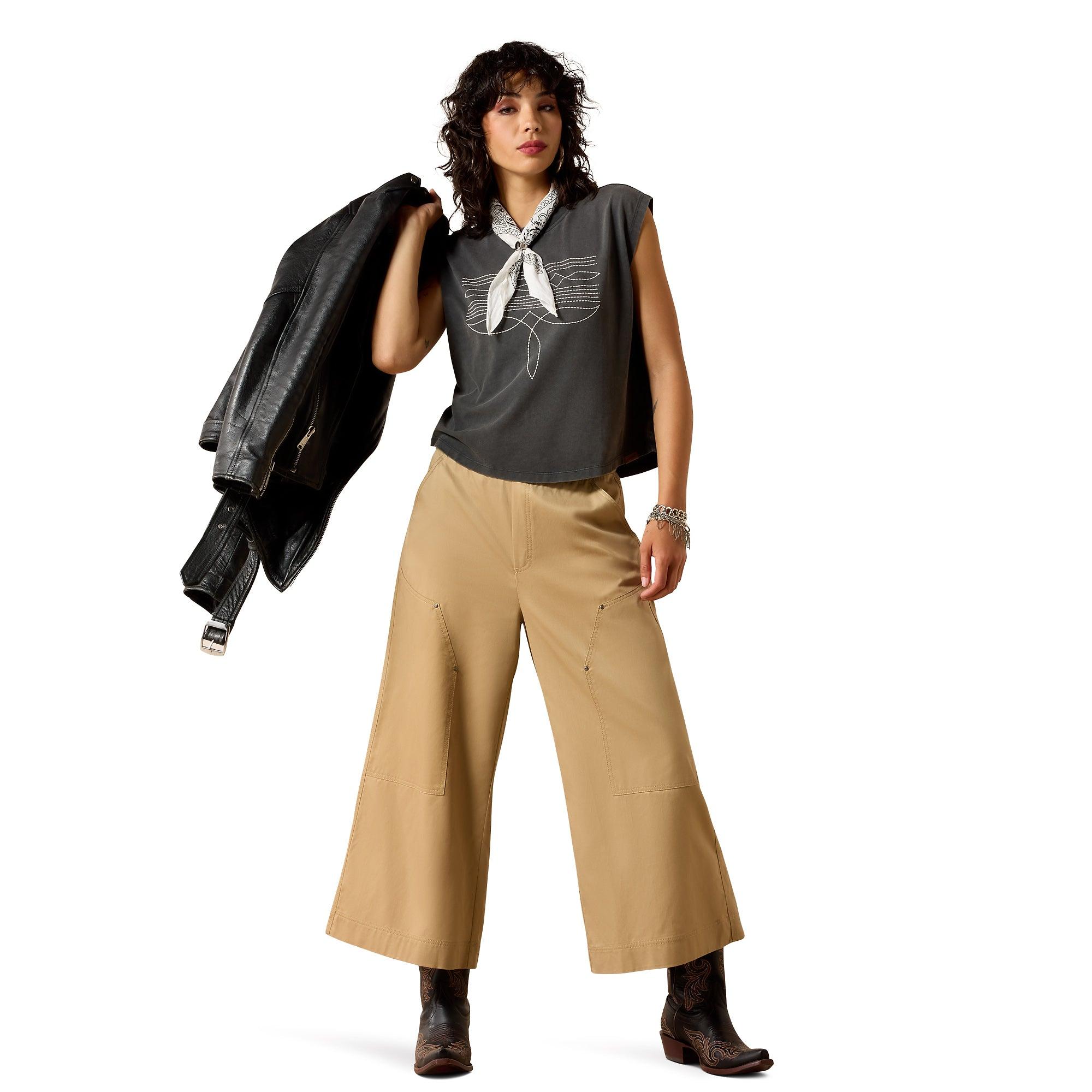 Product image 5 of 5 of Ariat Women's Dallas Cropped Sleeveless T-Shirt - Charcoal