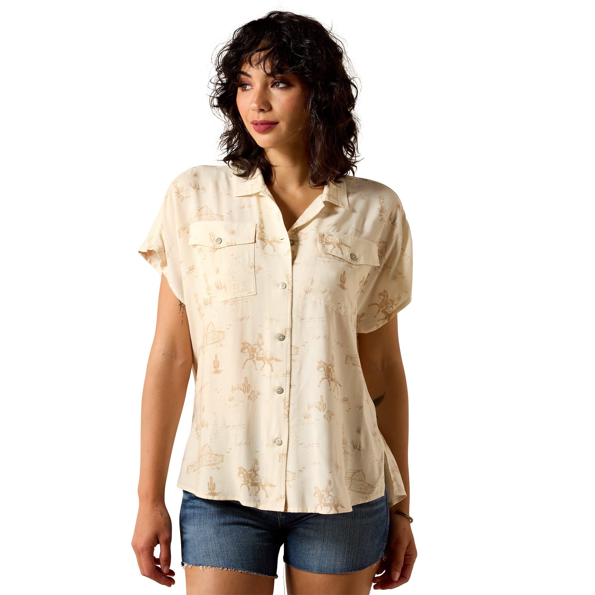 Product image 1 of 4 of Ariat Women's Badlands Western Shirt - Turtledove Ranchscape
