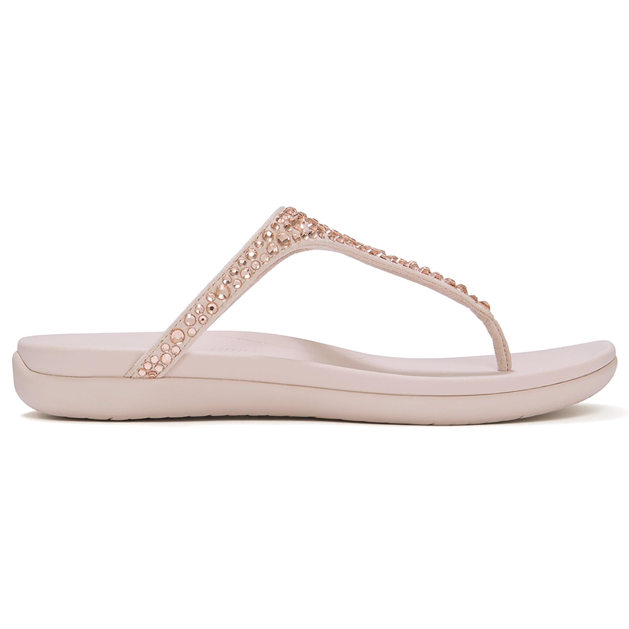 Product image 1 of 5 of FitFlop Women's SOLAY Mixed-Crystal Toe-Post Sandals - Nude Rose