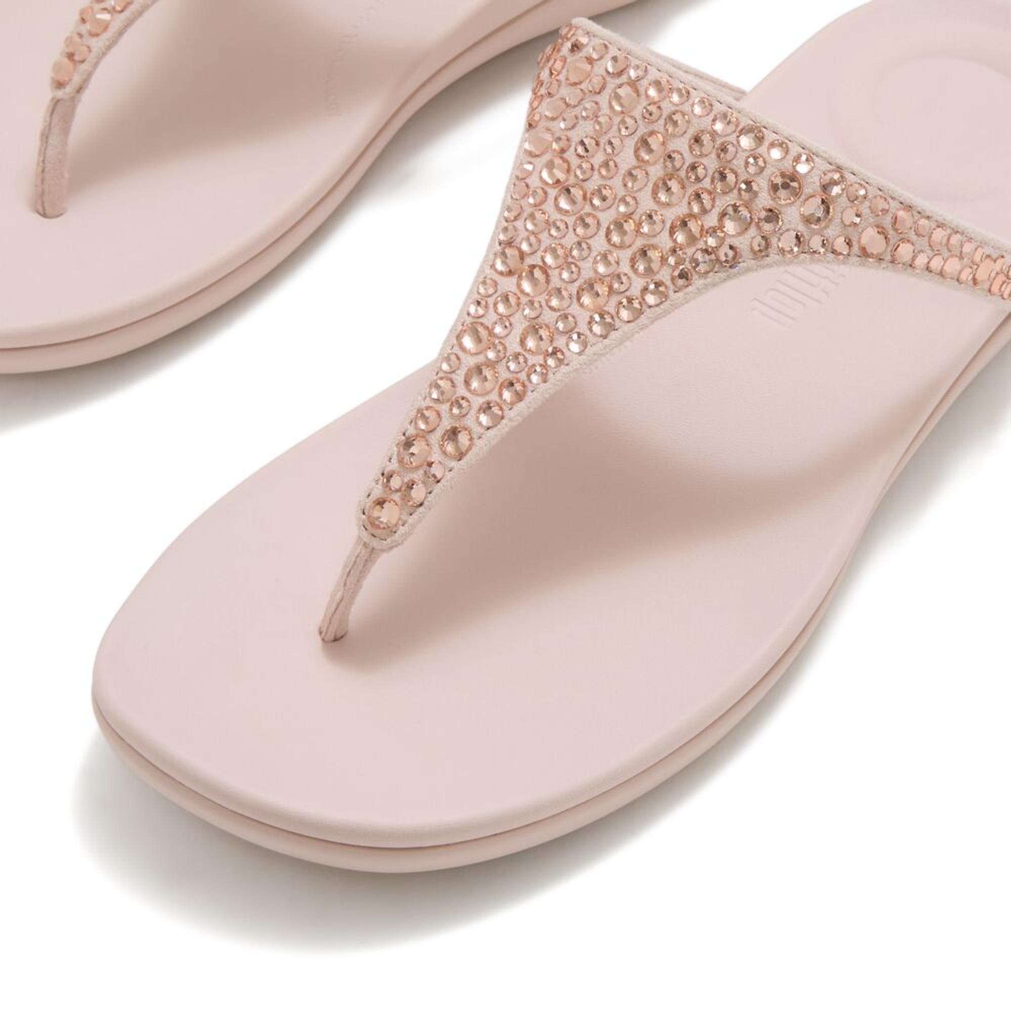 Product image 2 of 5 of FitFlop Women's SOLAY Mixed-Crystal Toe-Post Sandals - Nude Rose