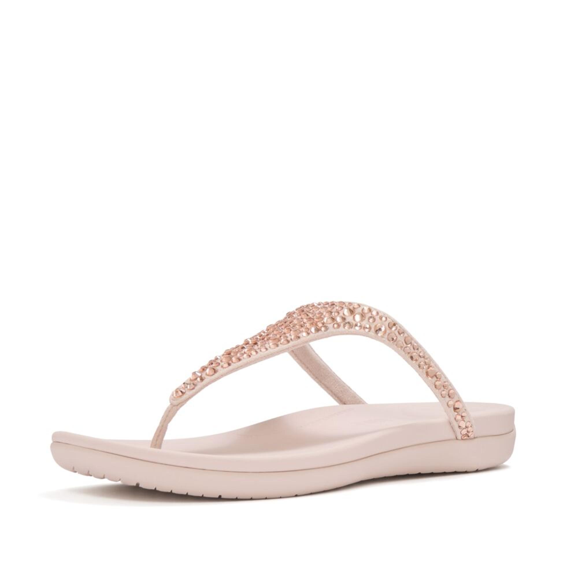 Product image 3 of 5 of FitFlop Women's SOLAY Mixed-Crystal Toe-Post Sandals - Nude Rose