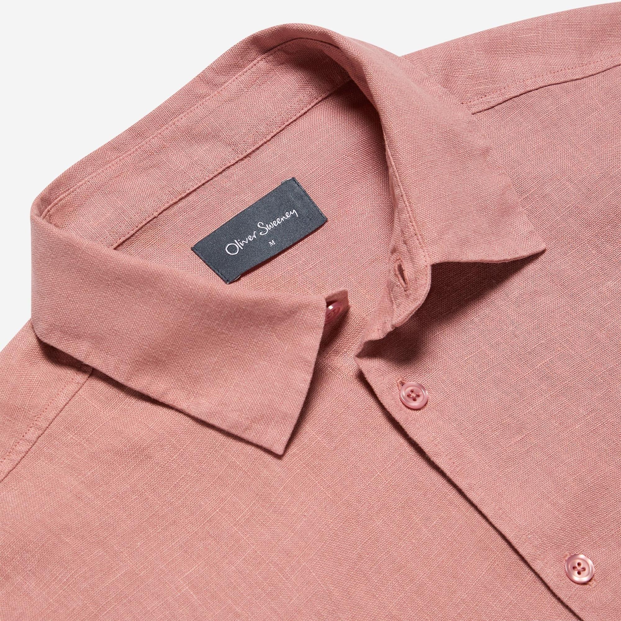 Product image 2 of 3 of Oliver Sweeney Men's Somerton Garment Dyed Linen Short-Sleeved Shirt - Rosewood