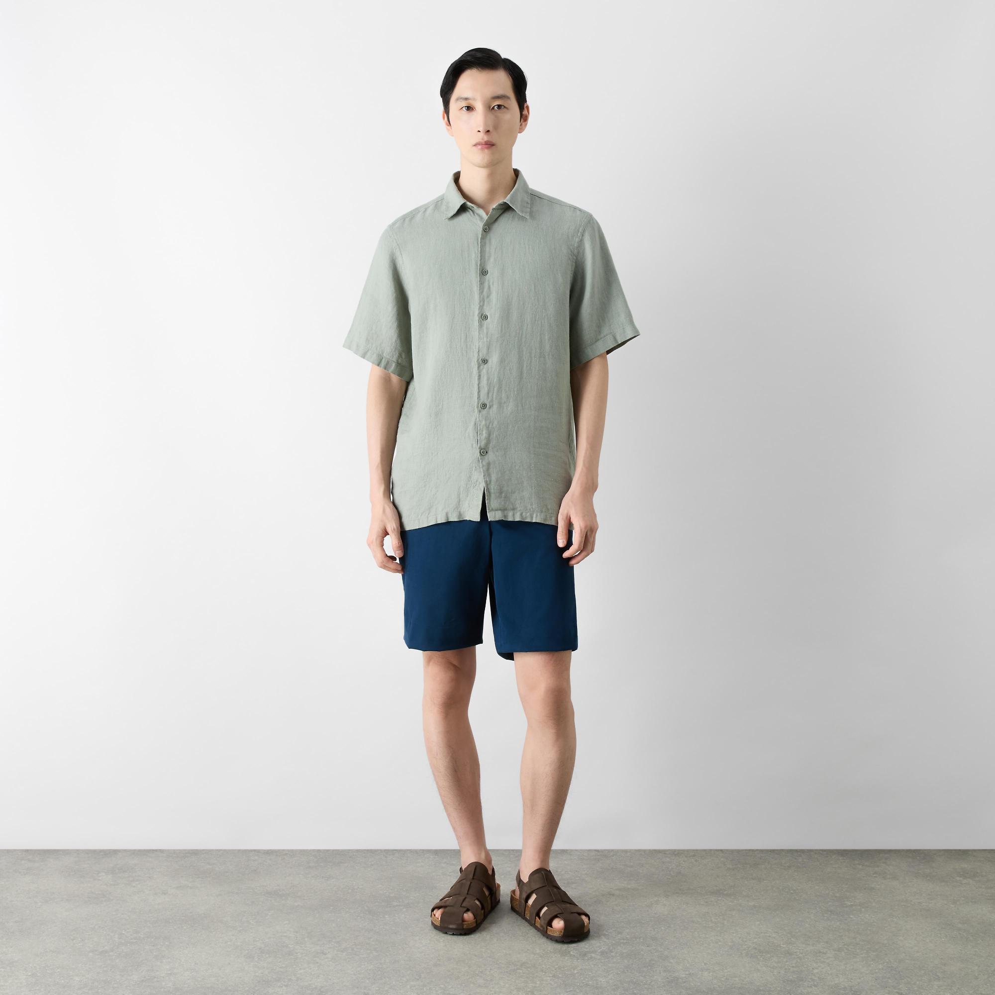 Product image 3 of 6 of Oliver Sweeney Men's Somerton 100% Linen Short Sleeved Shirt - Sage