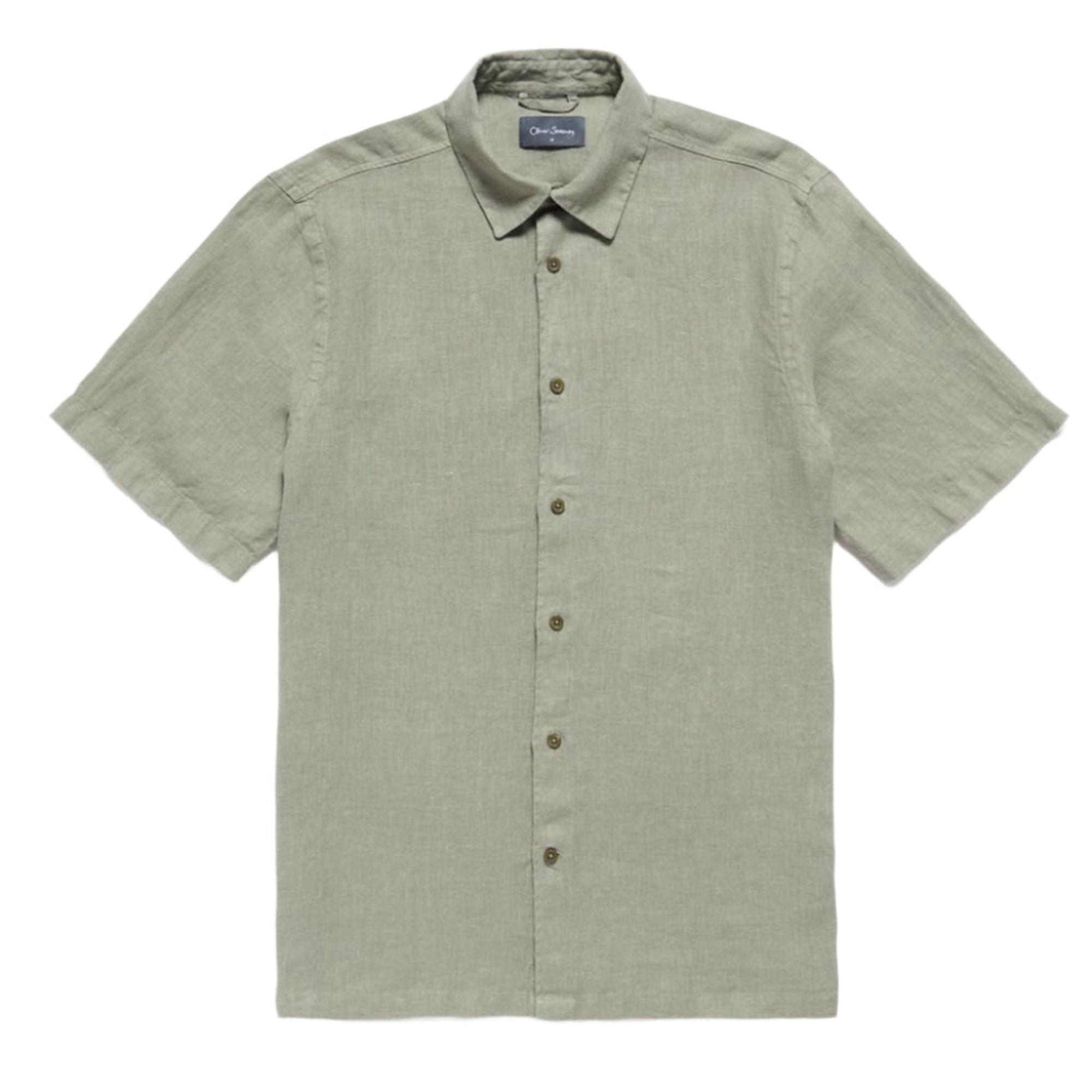 Product image 1 of 6 of Oliver Sweeney Men's Somerton Short Sleeved Linen Shirt - Sage