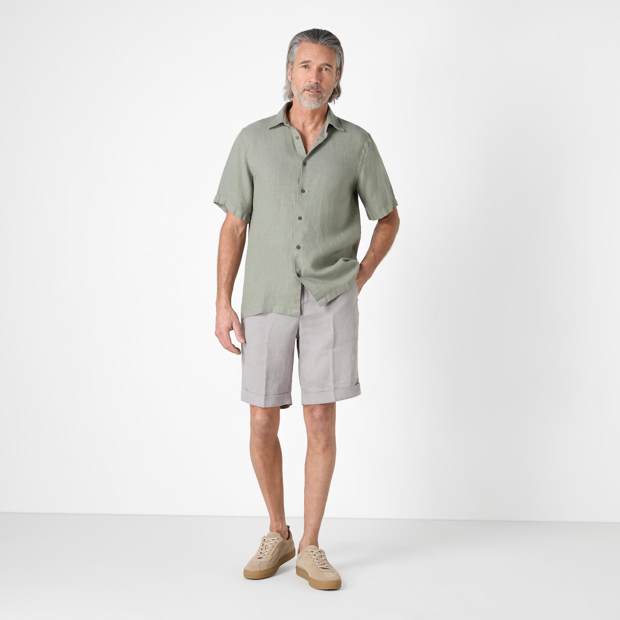 Product image 6 of 6 of Oliver Sweeney Men's Somerton Short Sleeved Linen Shirt - Sage