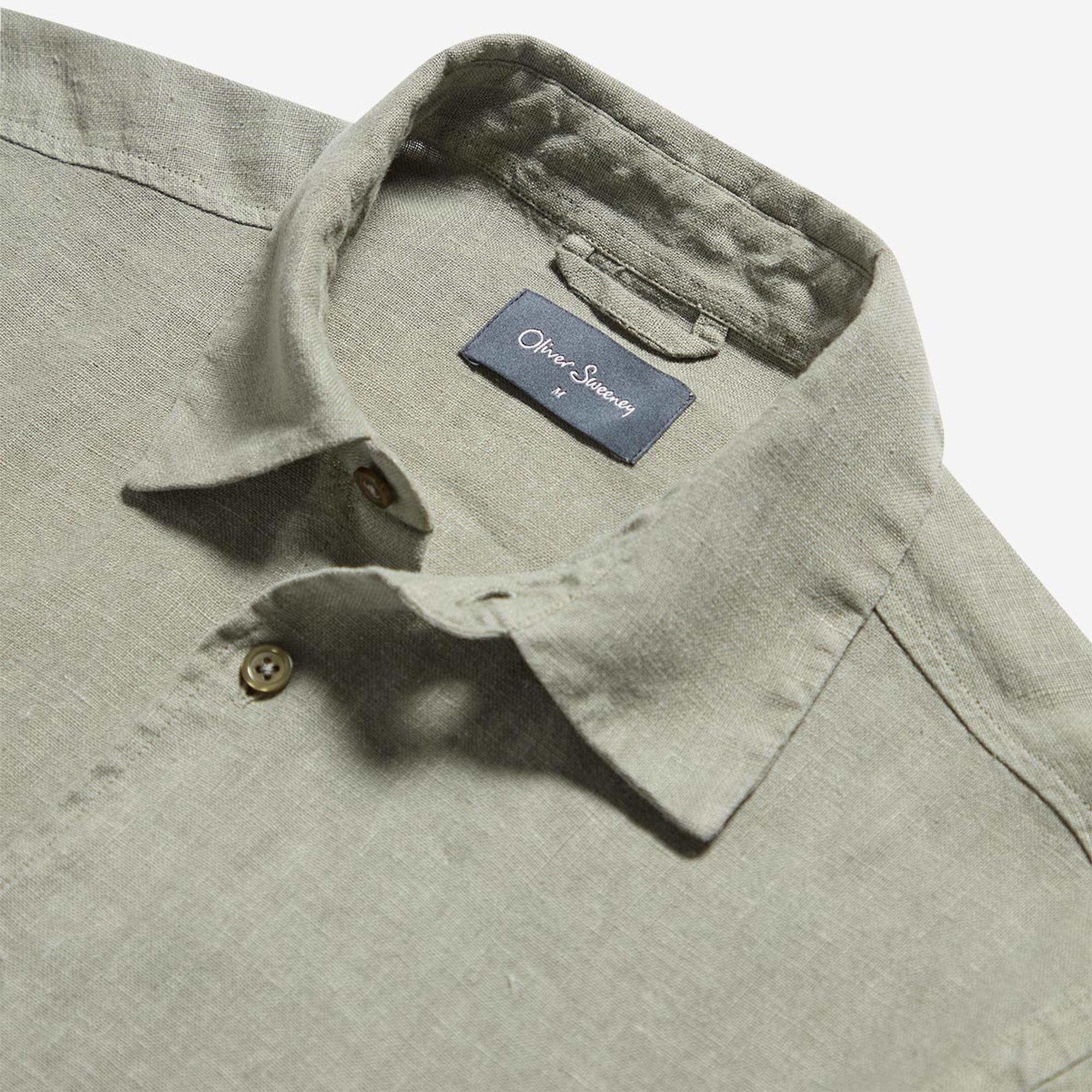 Product image 5 of 6 of Oliver Sweeney Men's Somerton 100% Linen Short Sleeved Shirt - Sage