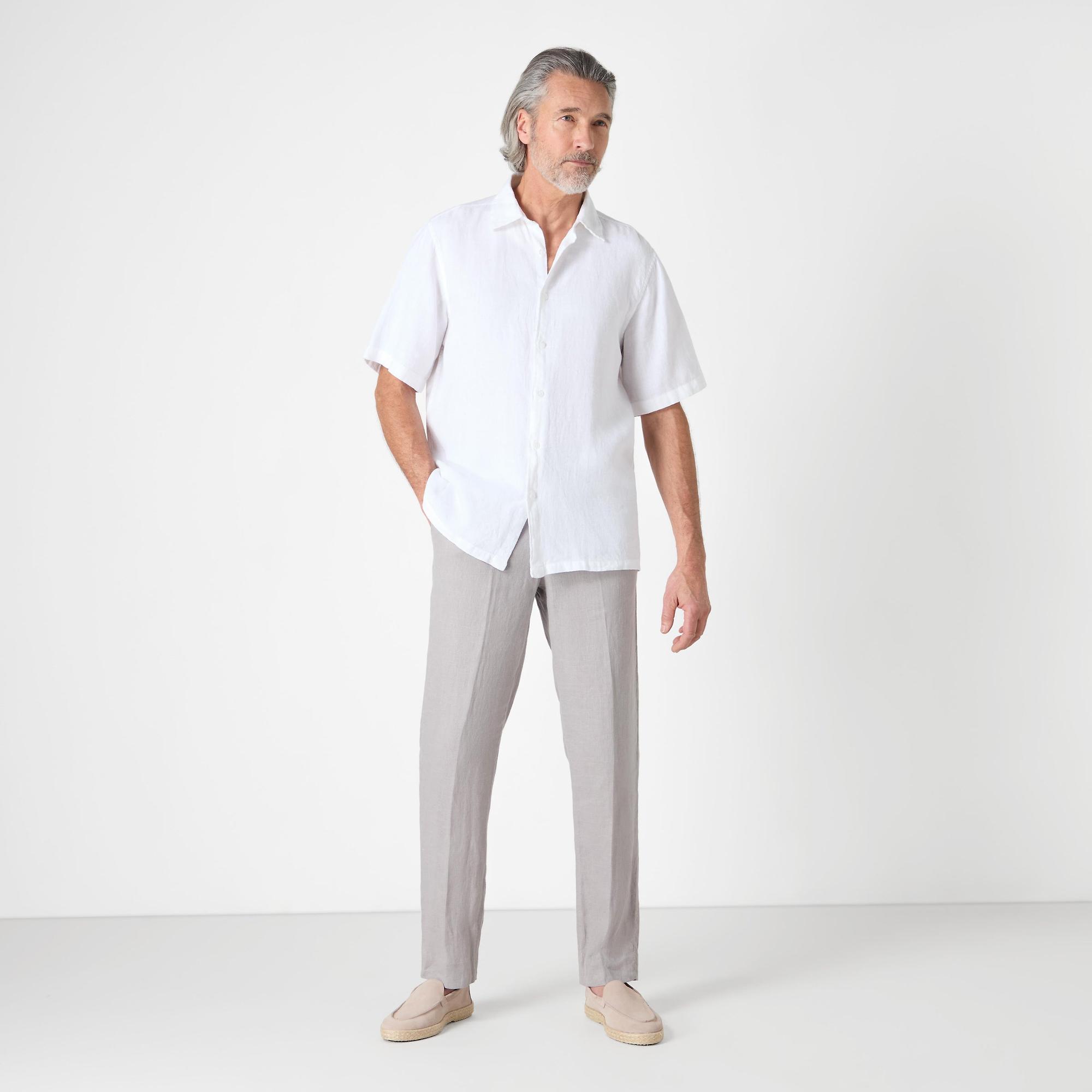 Product image 6 of 6 of Oliver Sweeney Men's Somerton Short Sleeved Linen Shirt - White
